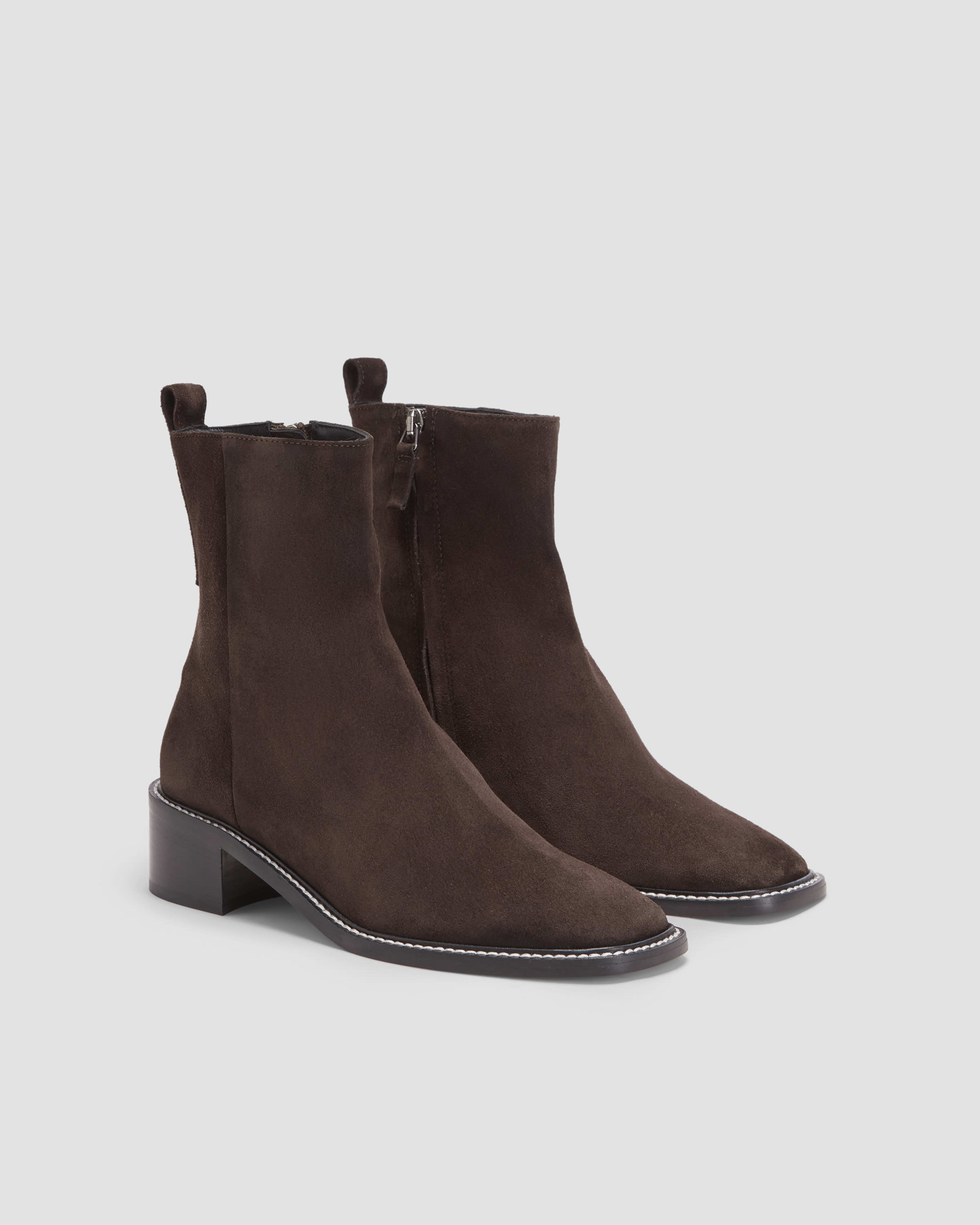 Chocolate brown suede booties sale