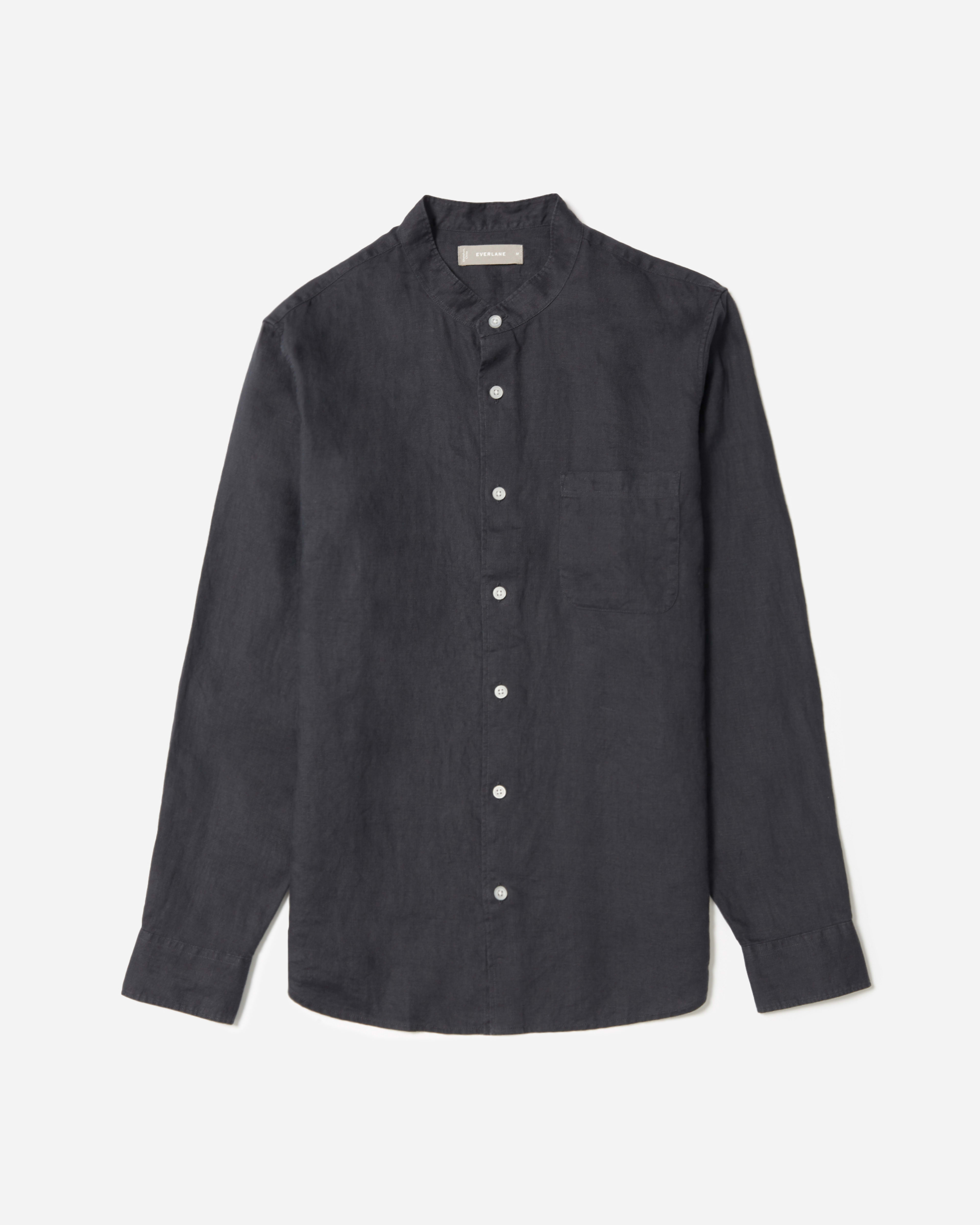 The Linen Band Collar Shirt India Ink Everlane