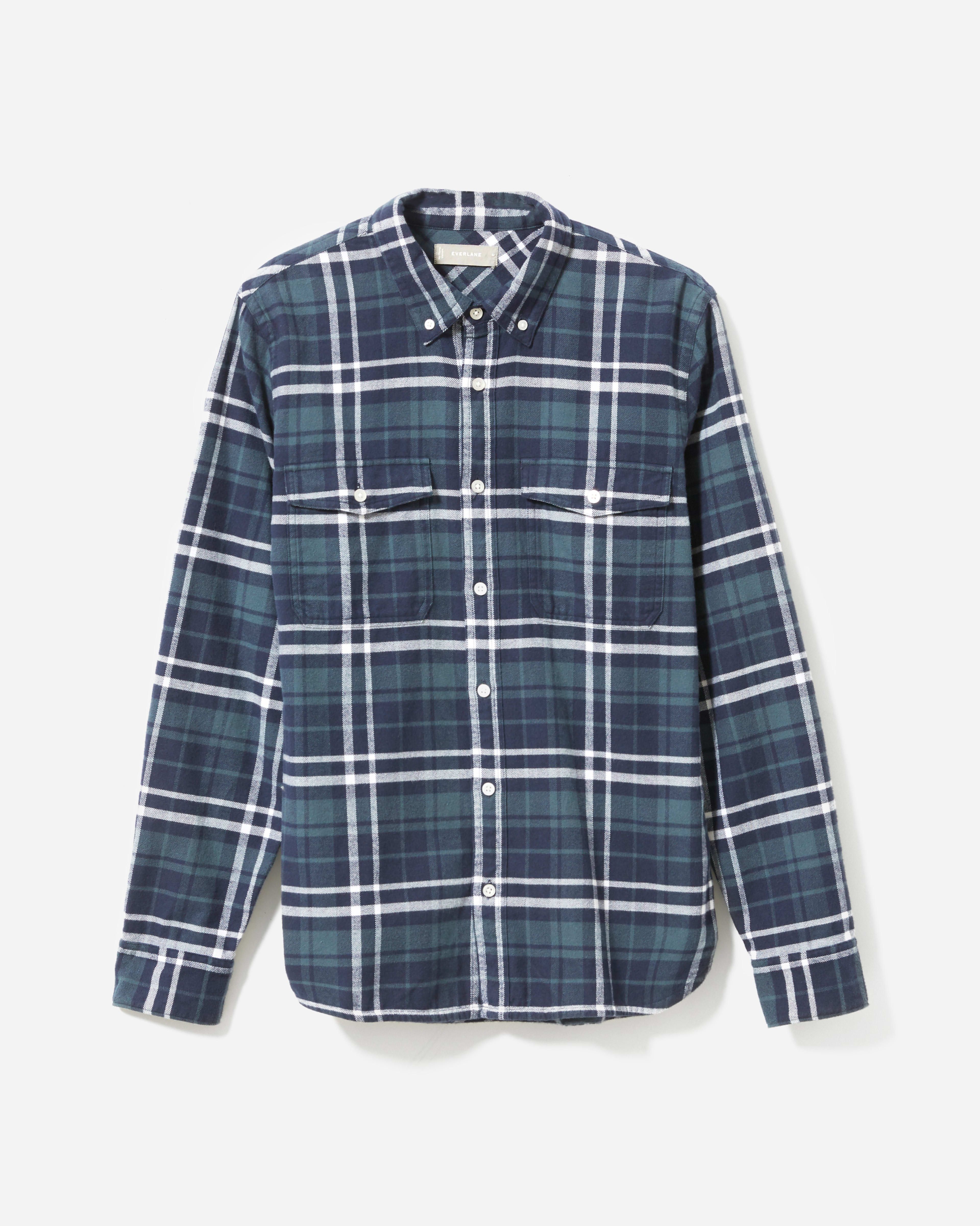 The Brushed Flannel Shirt Navy / Dark Teal Plaid – Everlane