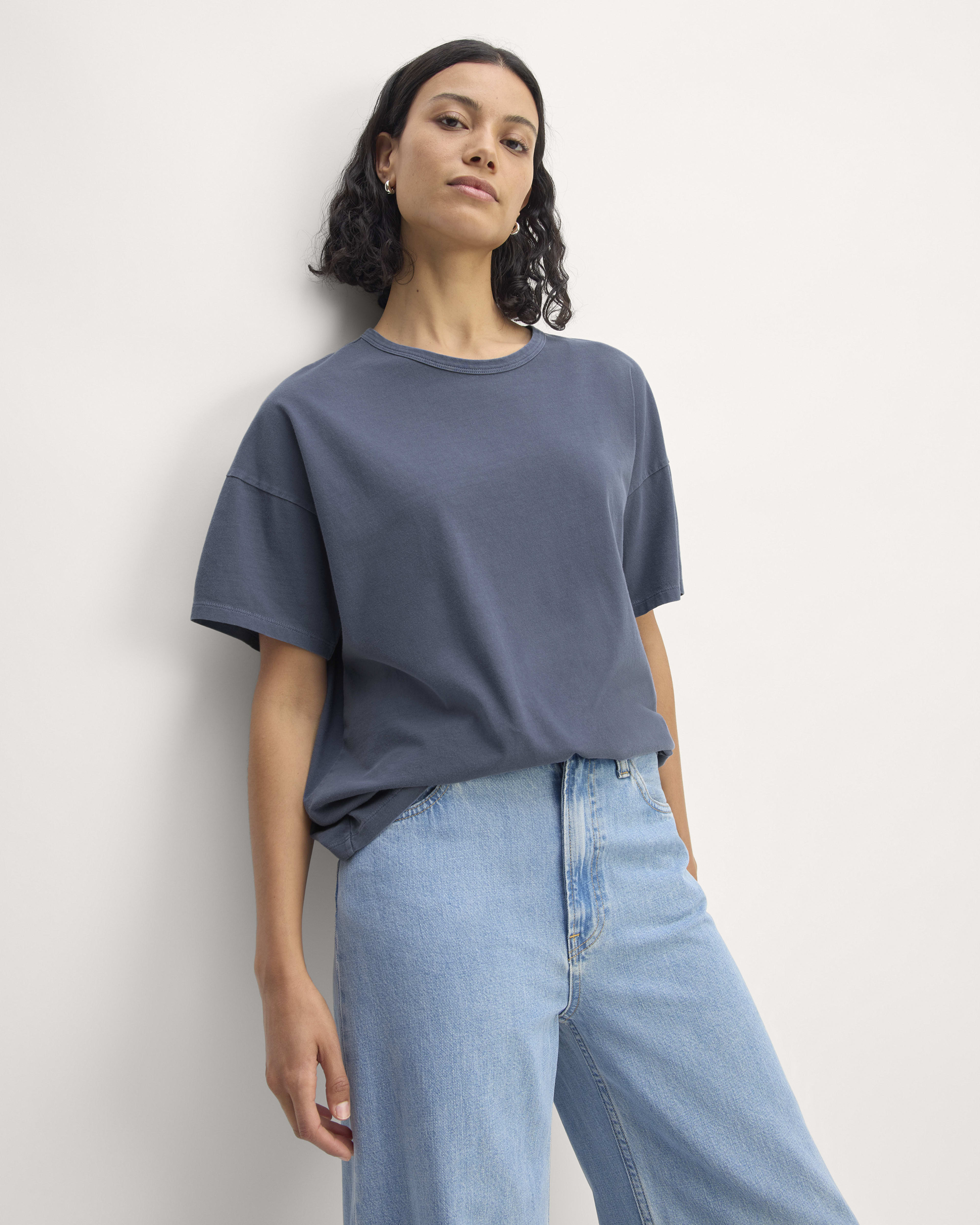 The Box Cut Tee in Essential Cotton Red Currant Everlane