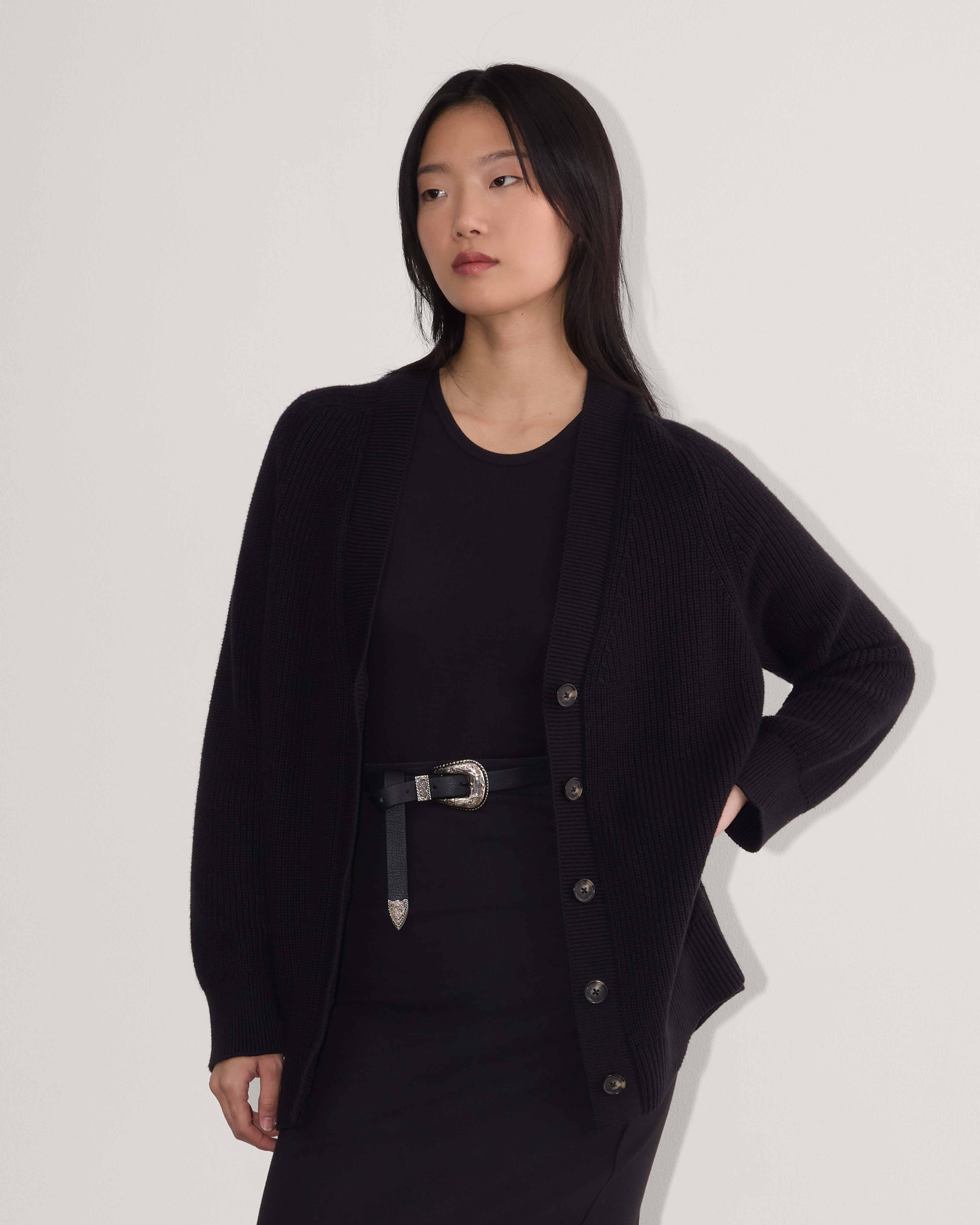 Everlane black cardigan hot sale