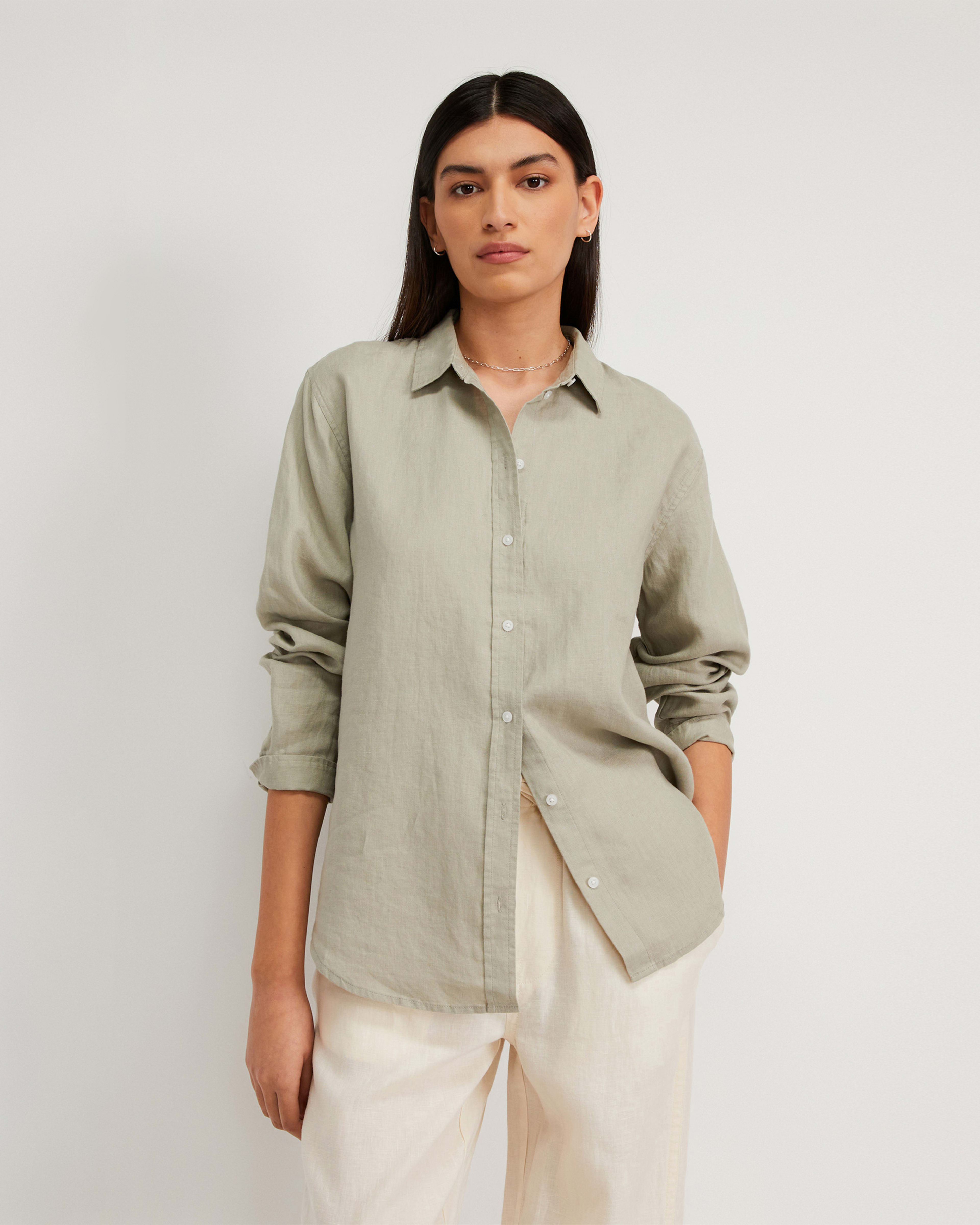 The Linen Relaxed Shirt Seagrass – Everlane