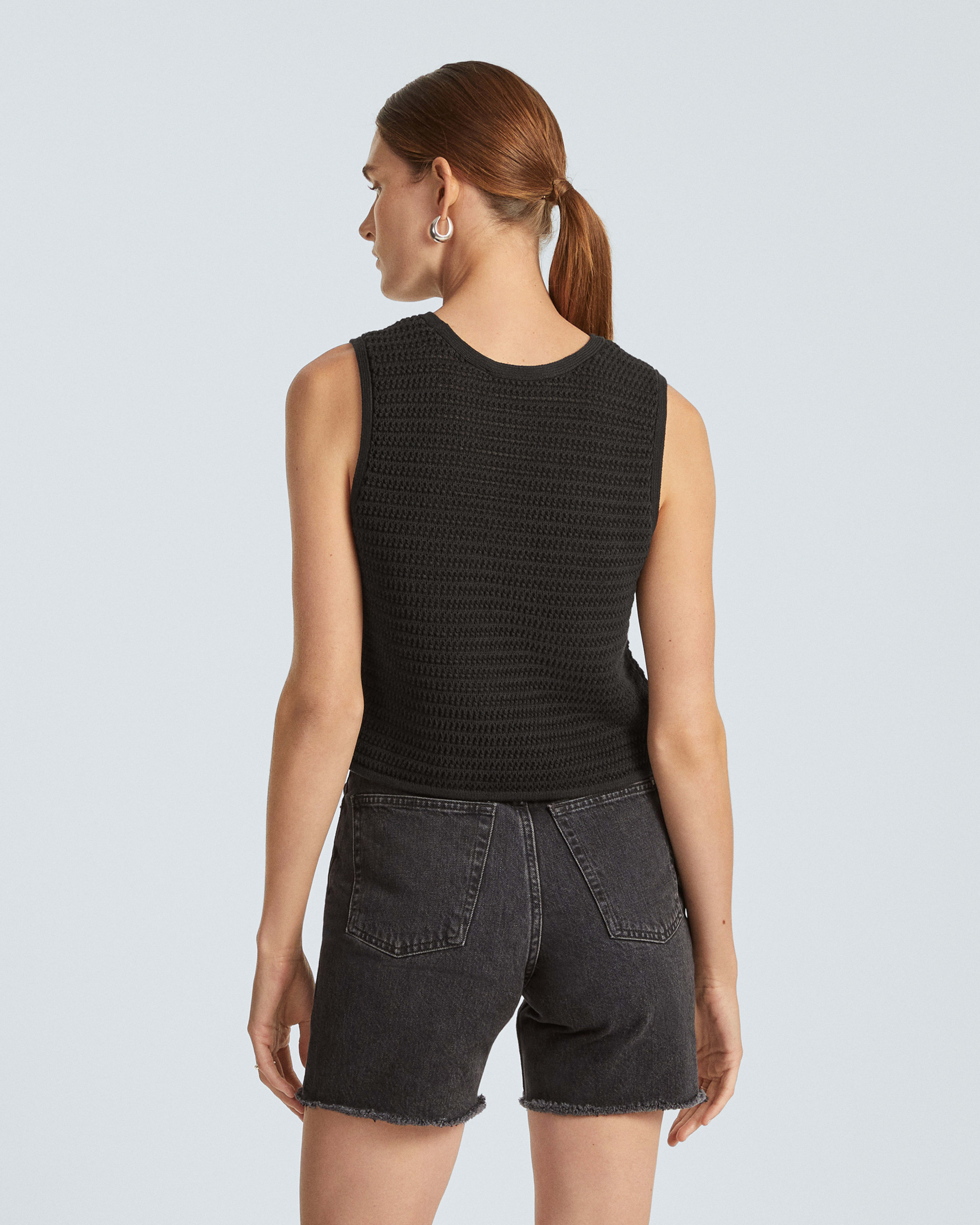The Crochet Knit Cami Black Everlane