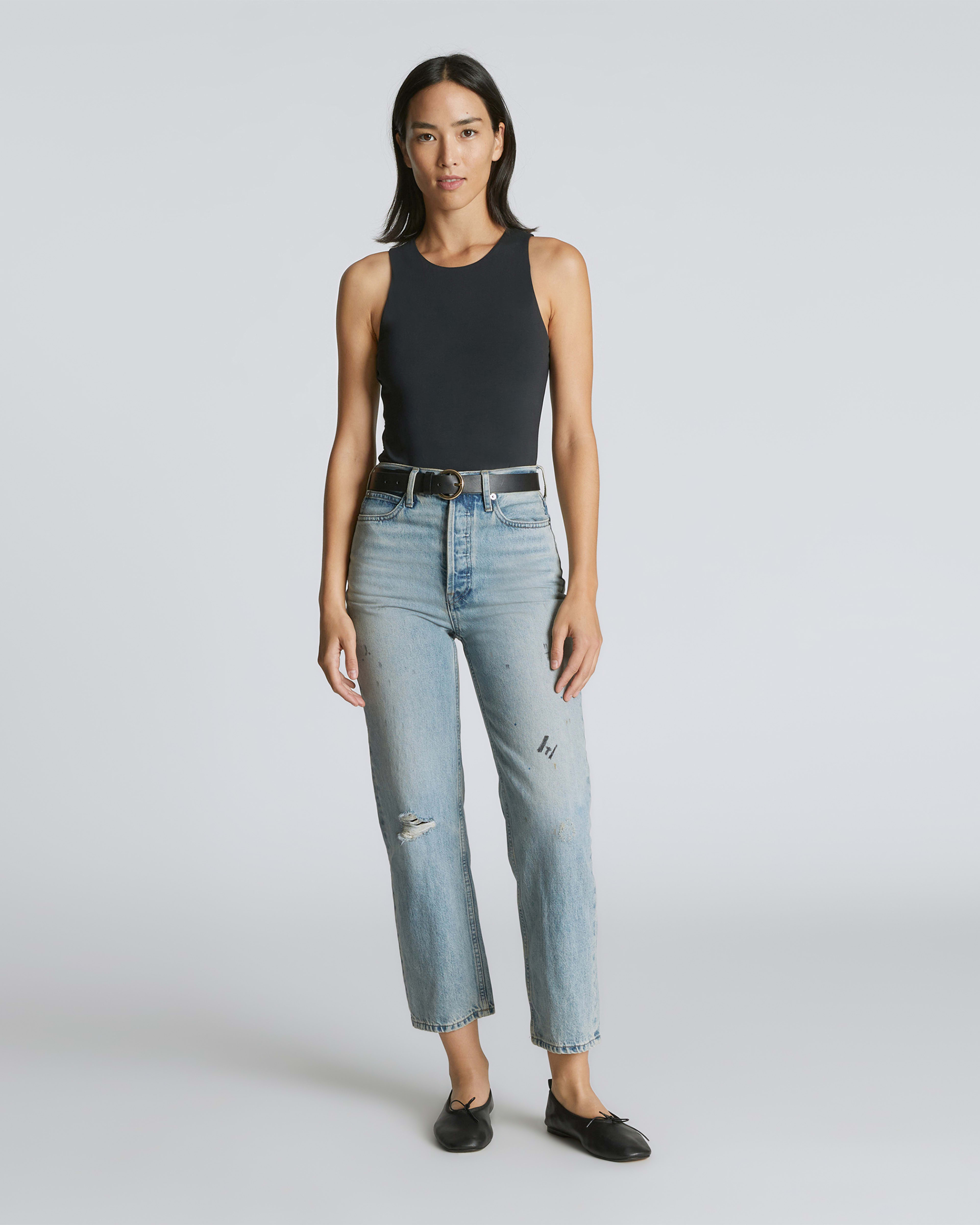 The Short-Sleeve Crew Neck Bodysuit Heathered Grey – Everlane