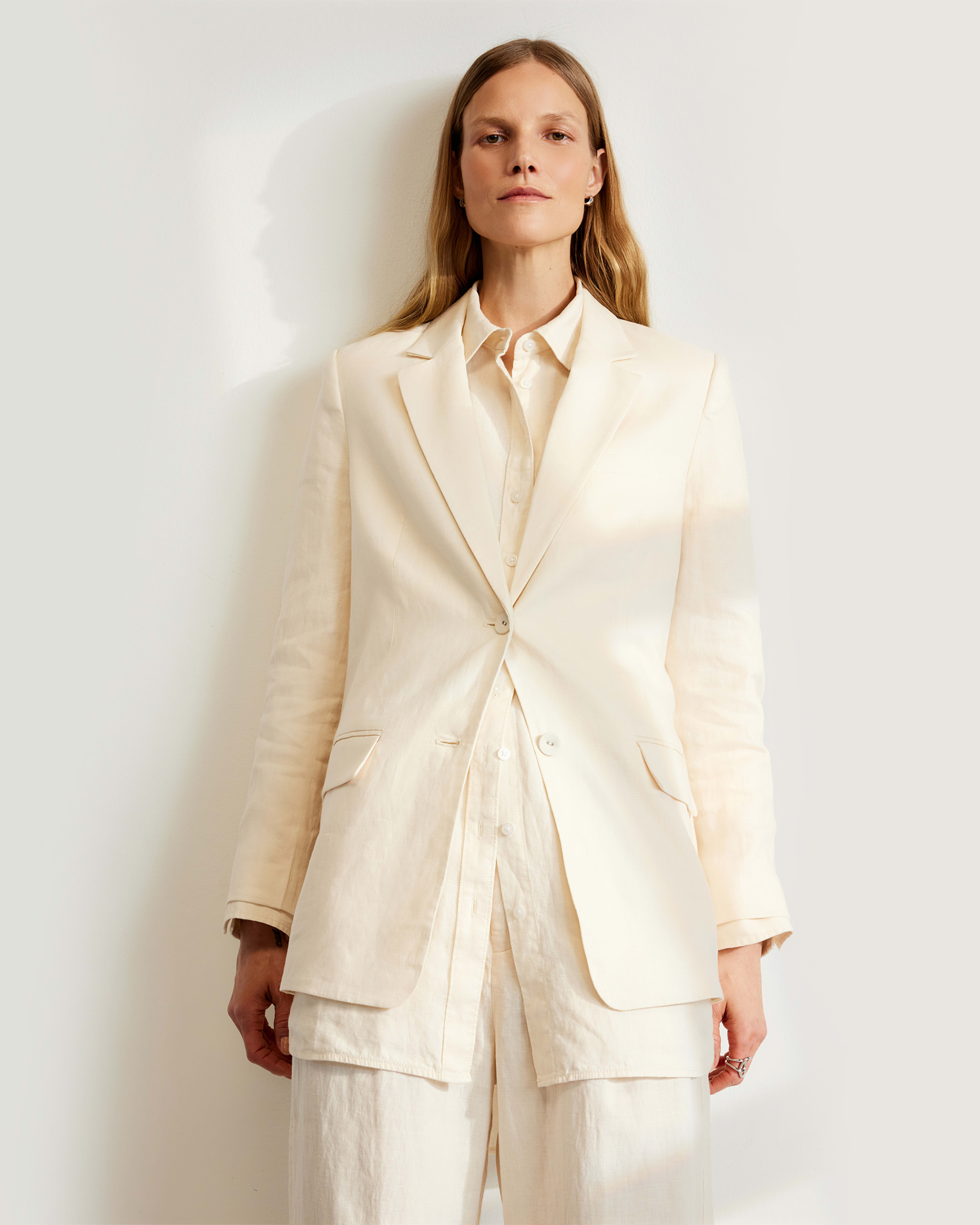 Cream 3 Piece Women's Linen Suit