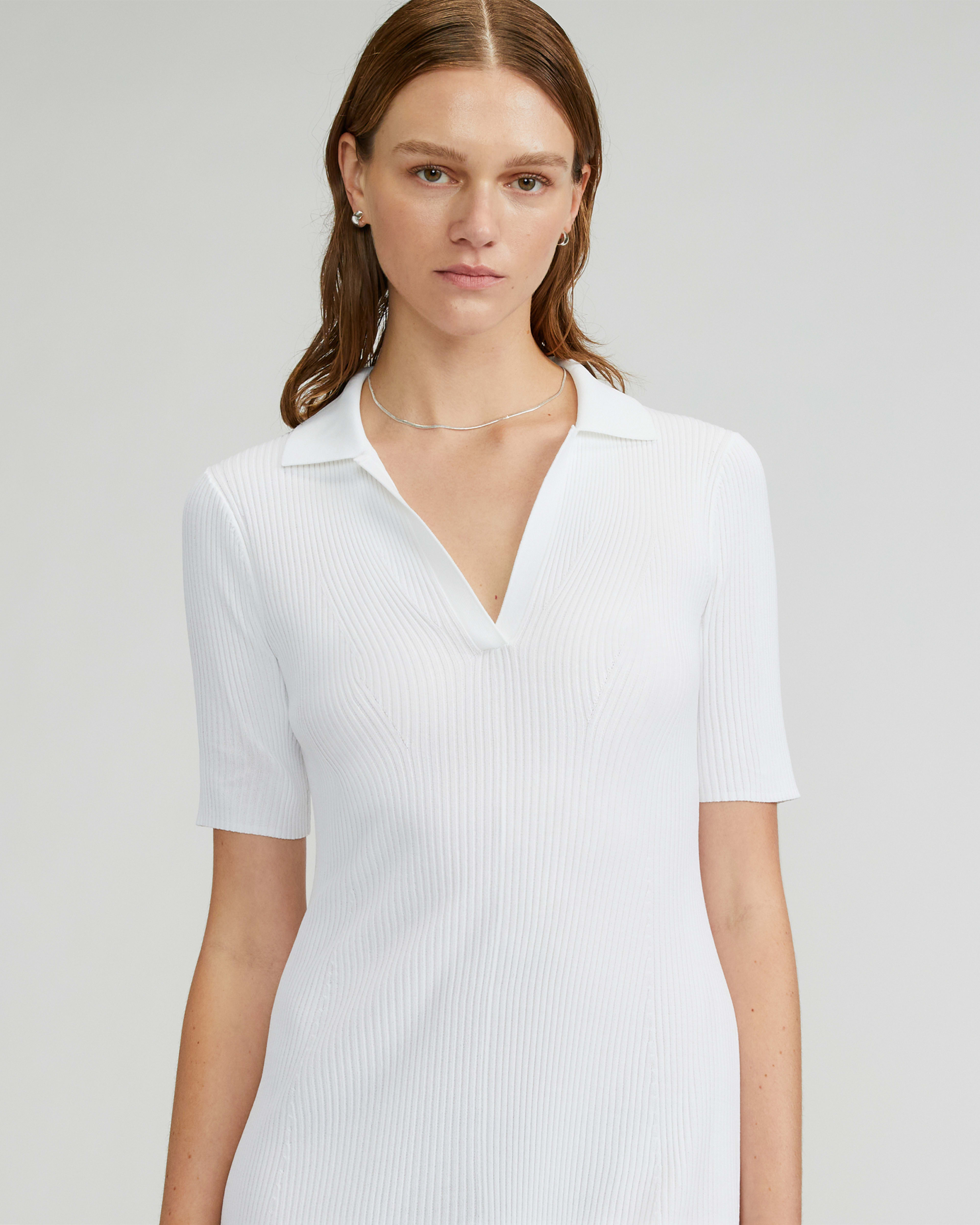 The Ribbed Short-Sleeve Polo Dress White – Everlane