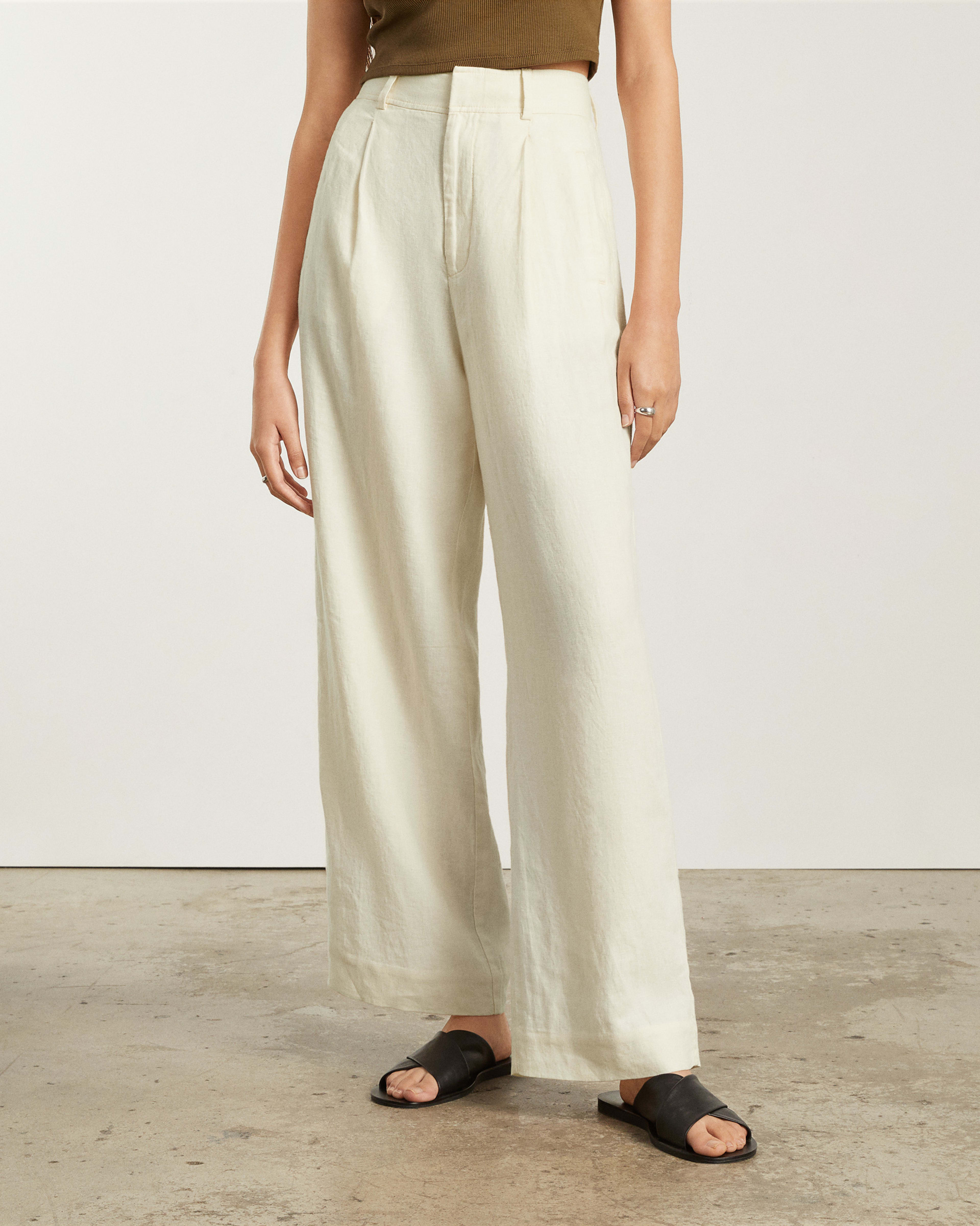 Pull-On Linen Joggers for Tall Women in White
