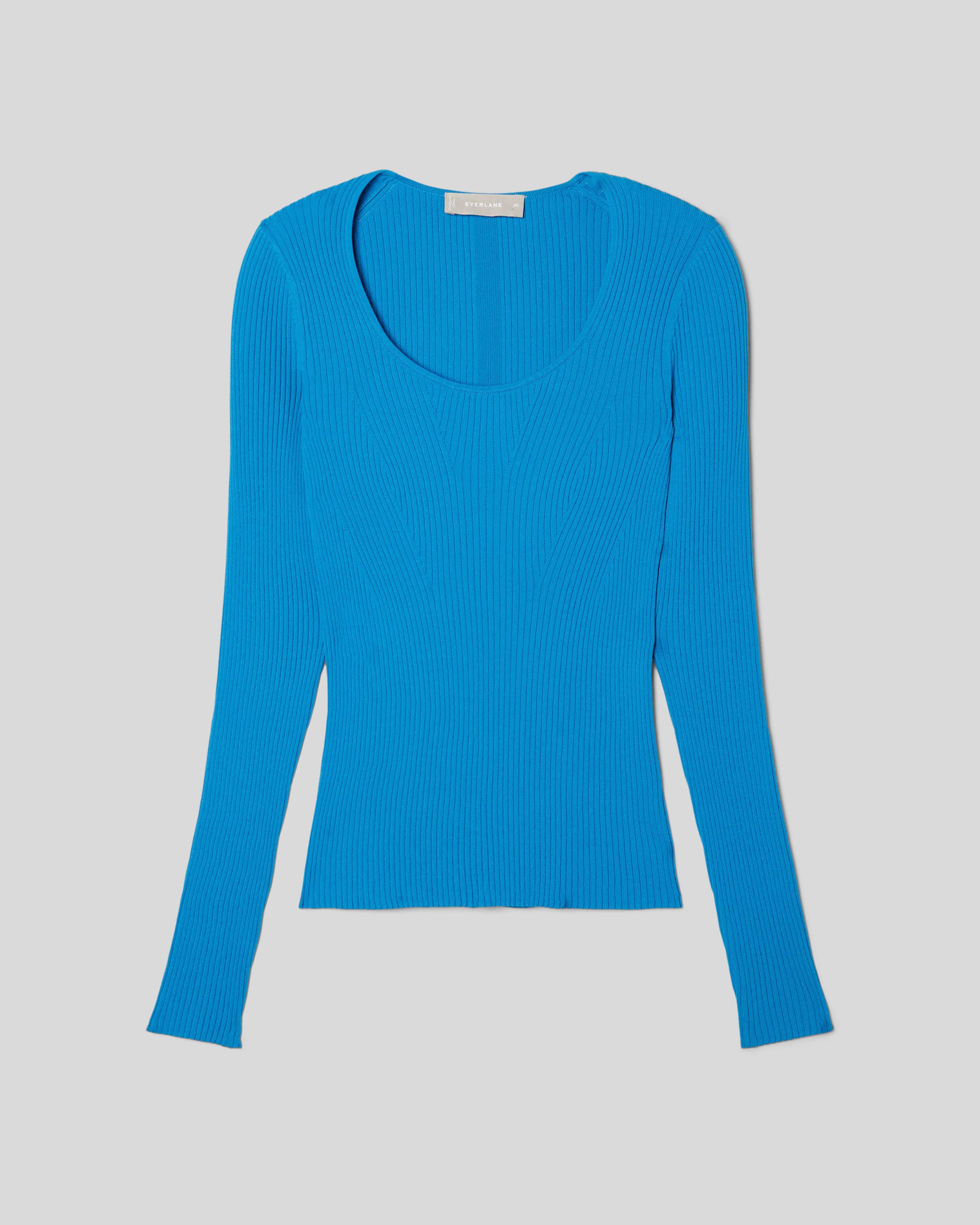 The Ribbed ScoopNeck Sweater Brilliant Blue Everlane