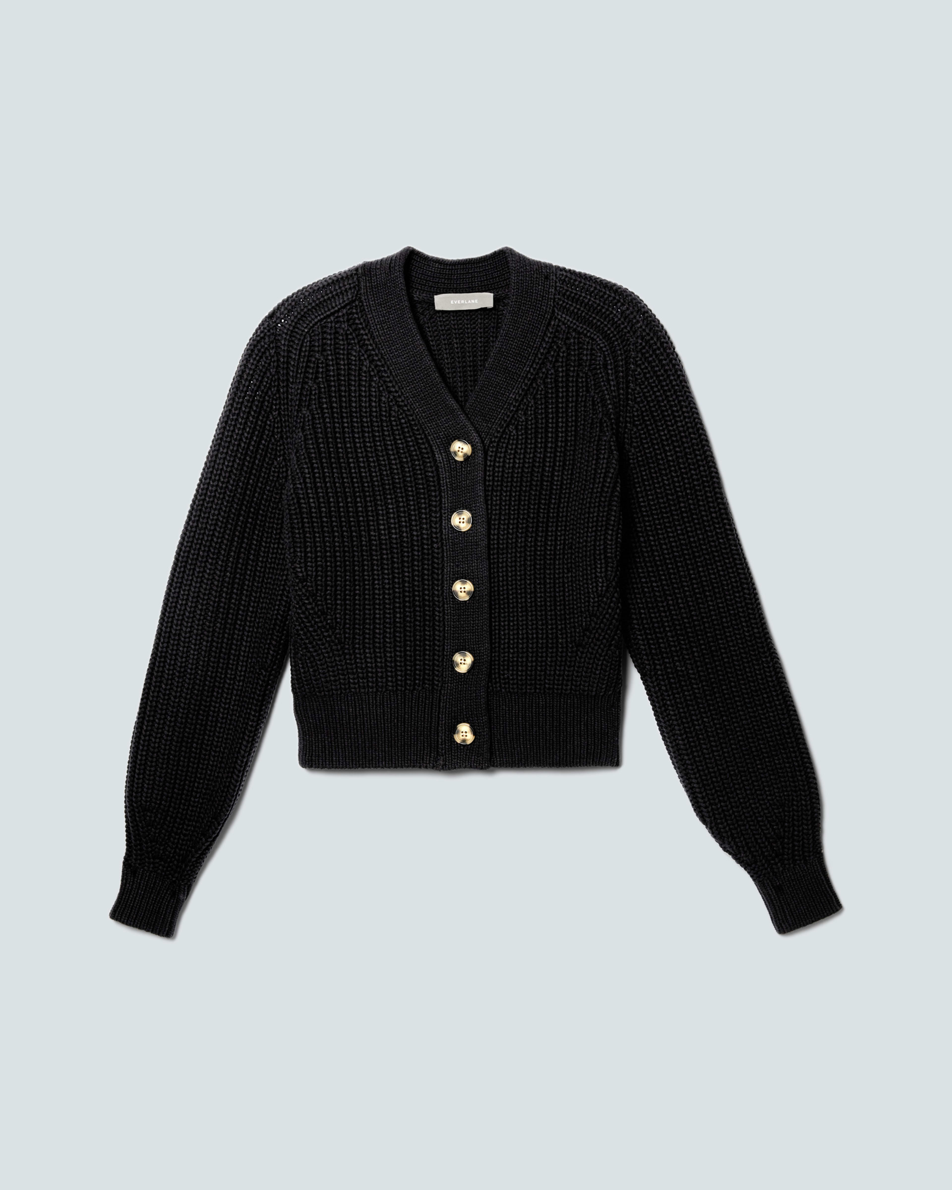 The Texture Cotton Cardigan Black – Everlane