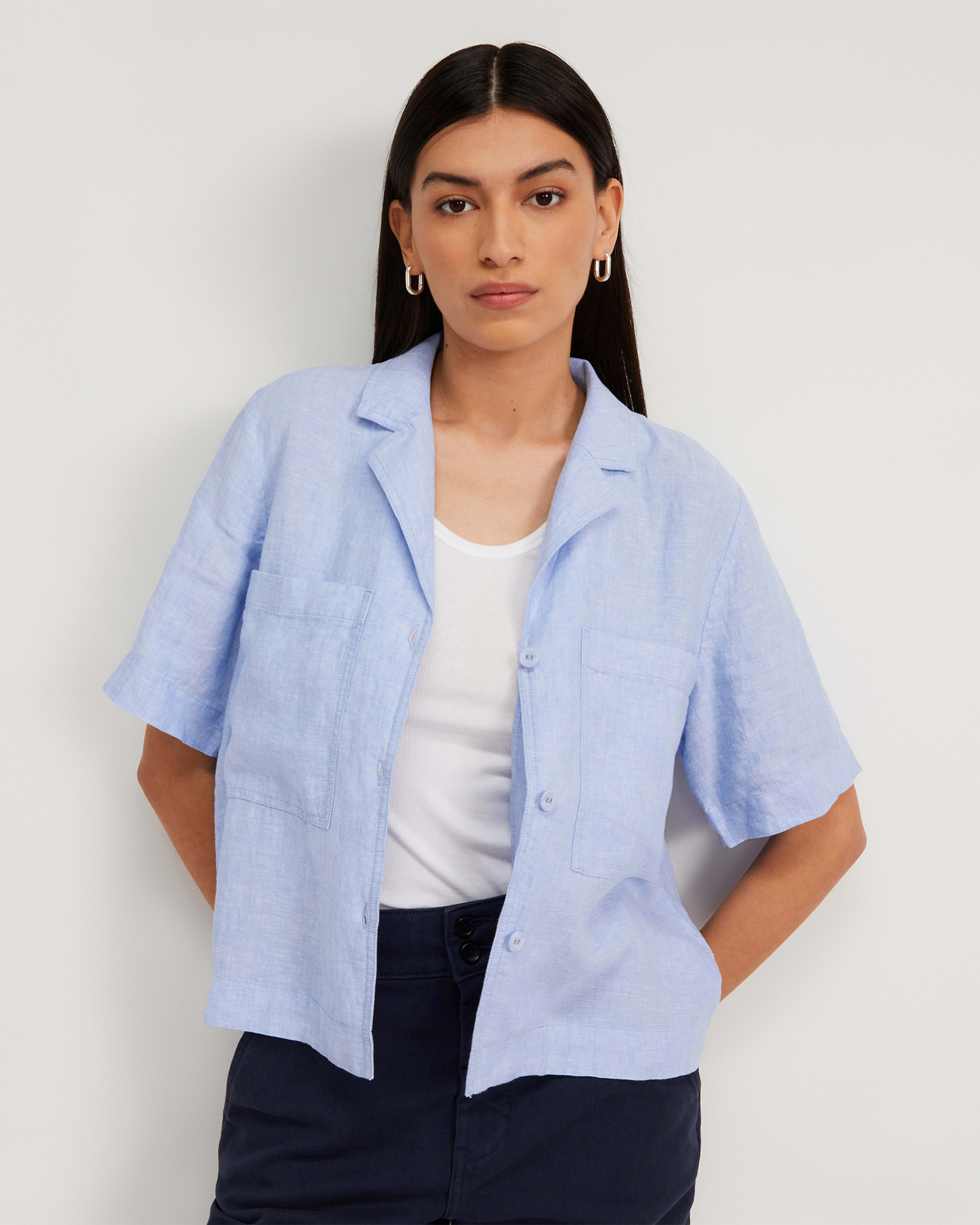 The Linen Workwear Shirt Light Blue Everlane