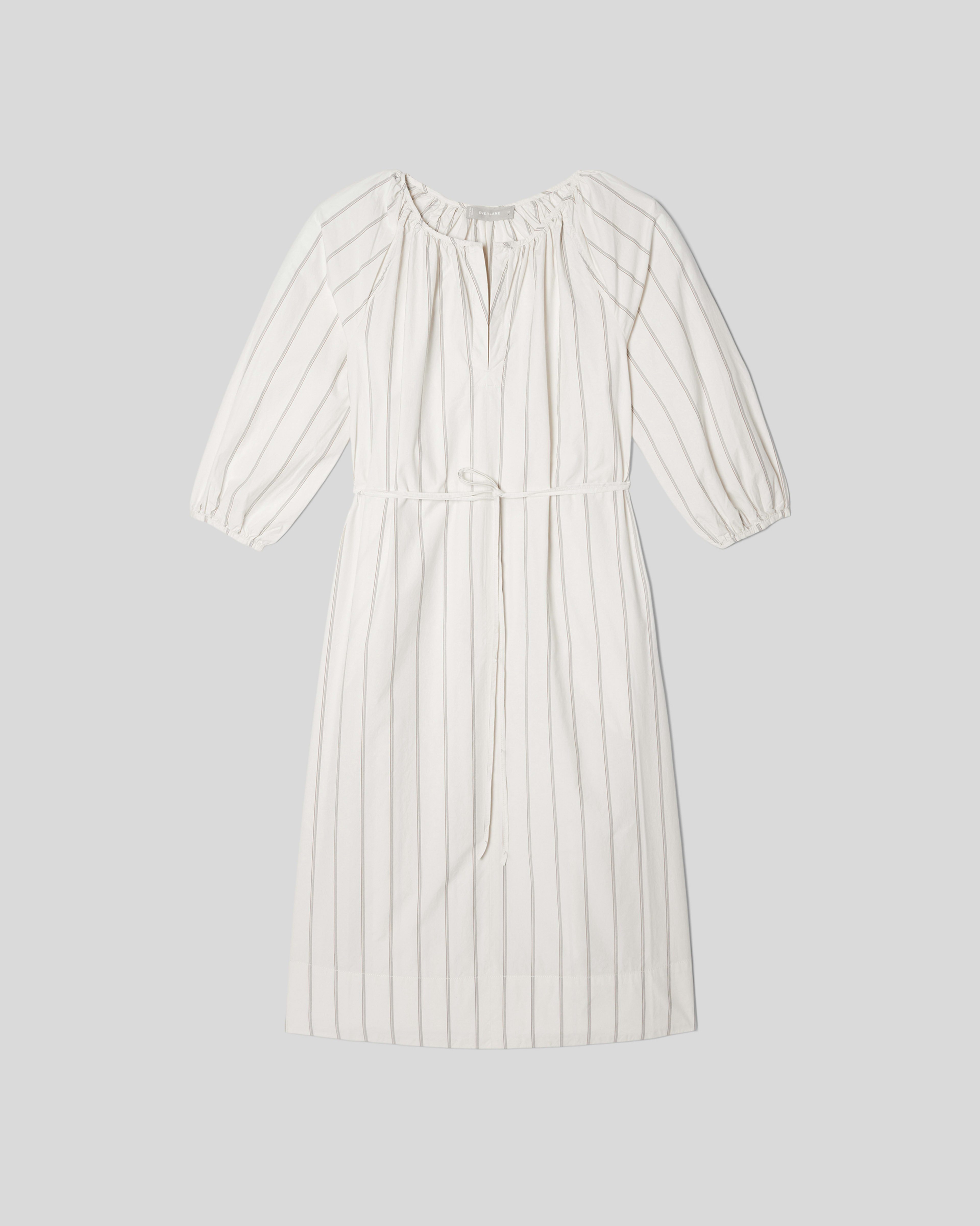 The Raglan Sleeve Poplin Dress Black / Canvas Tan Everlane