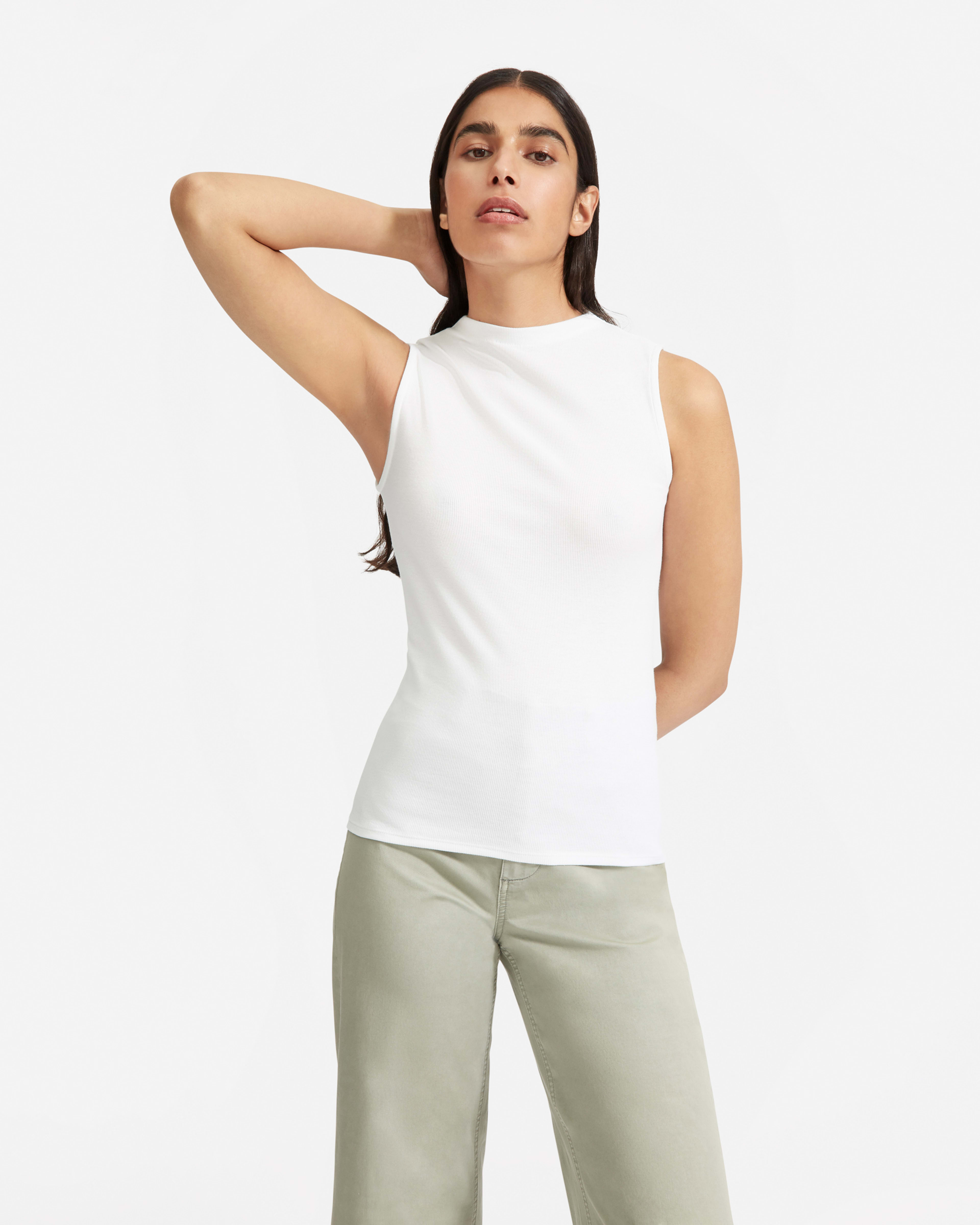 Everlane Tees & Tanks  Womens The Pima Micro-Rib Short Tank Black - Casa  Maya Goa