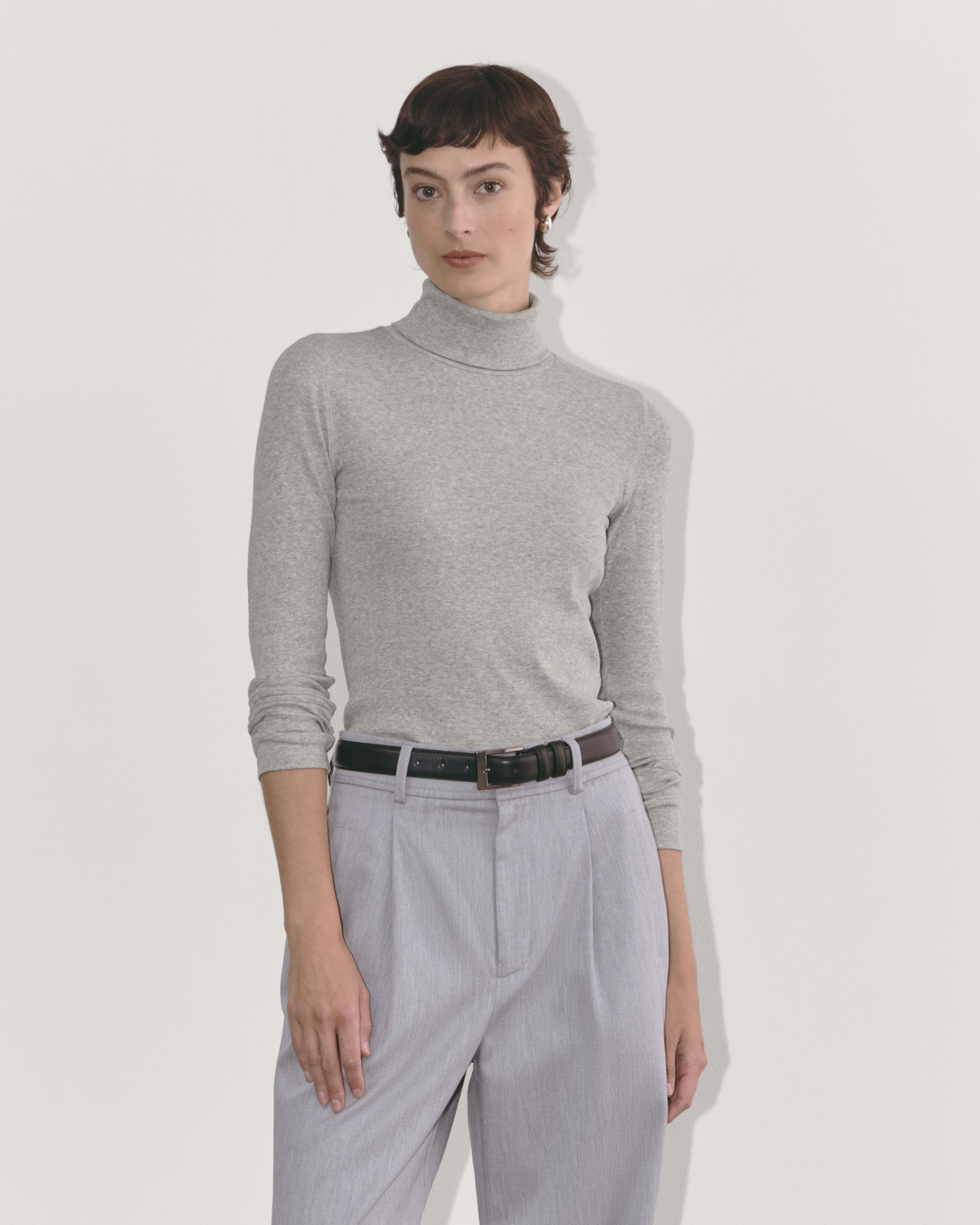 The Luxe Rib Turtleneck Washed Heathered Grey Everlane