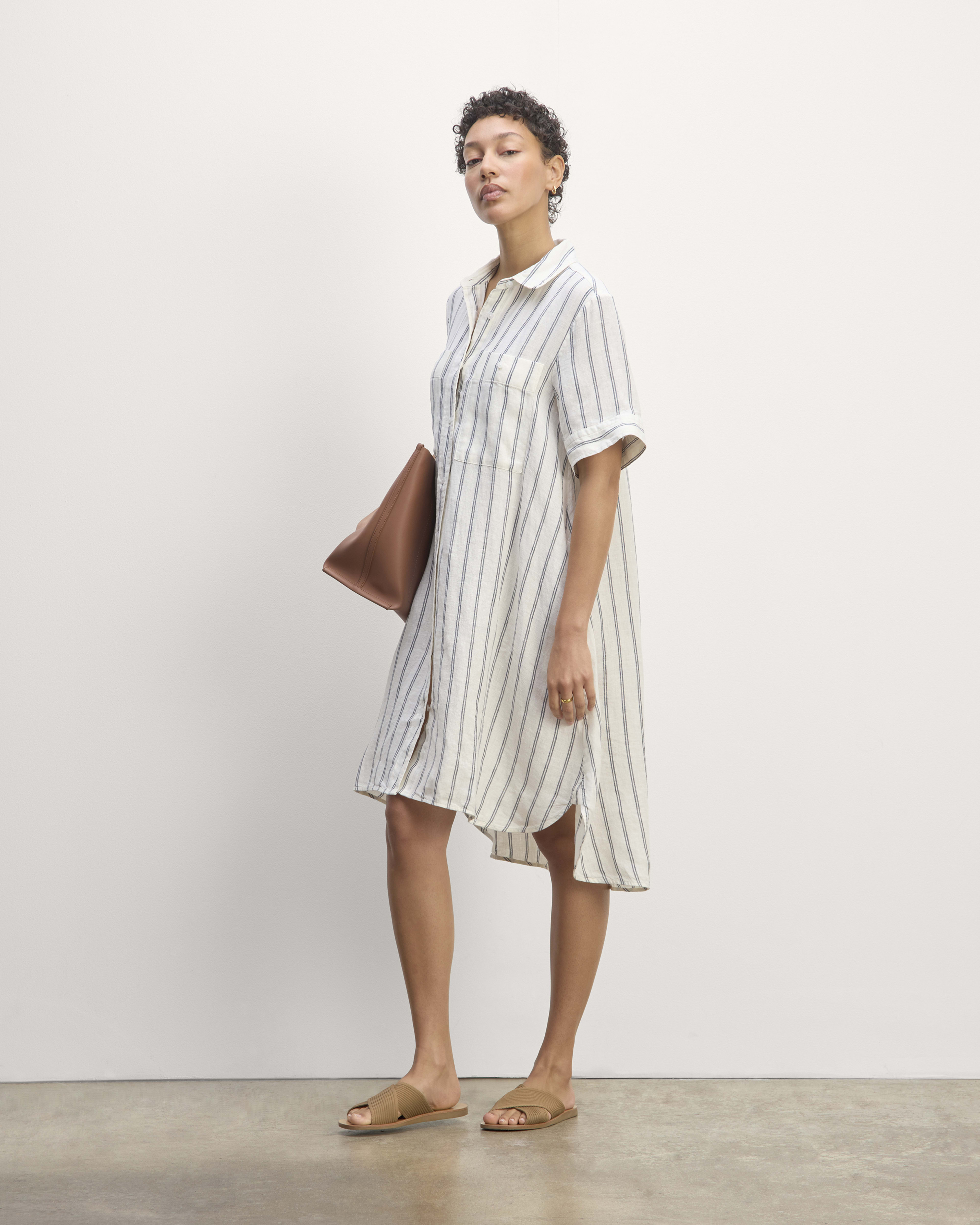 Everlane striped shirt dress clearance