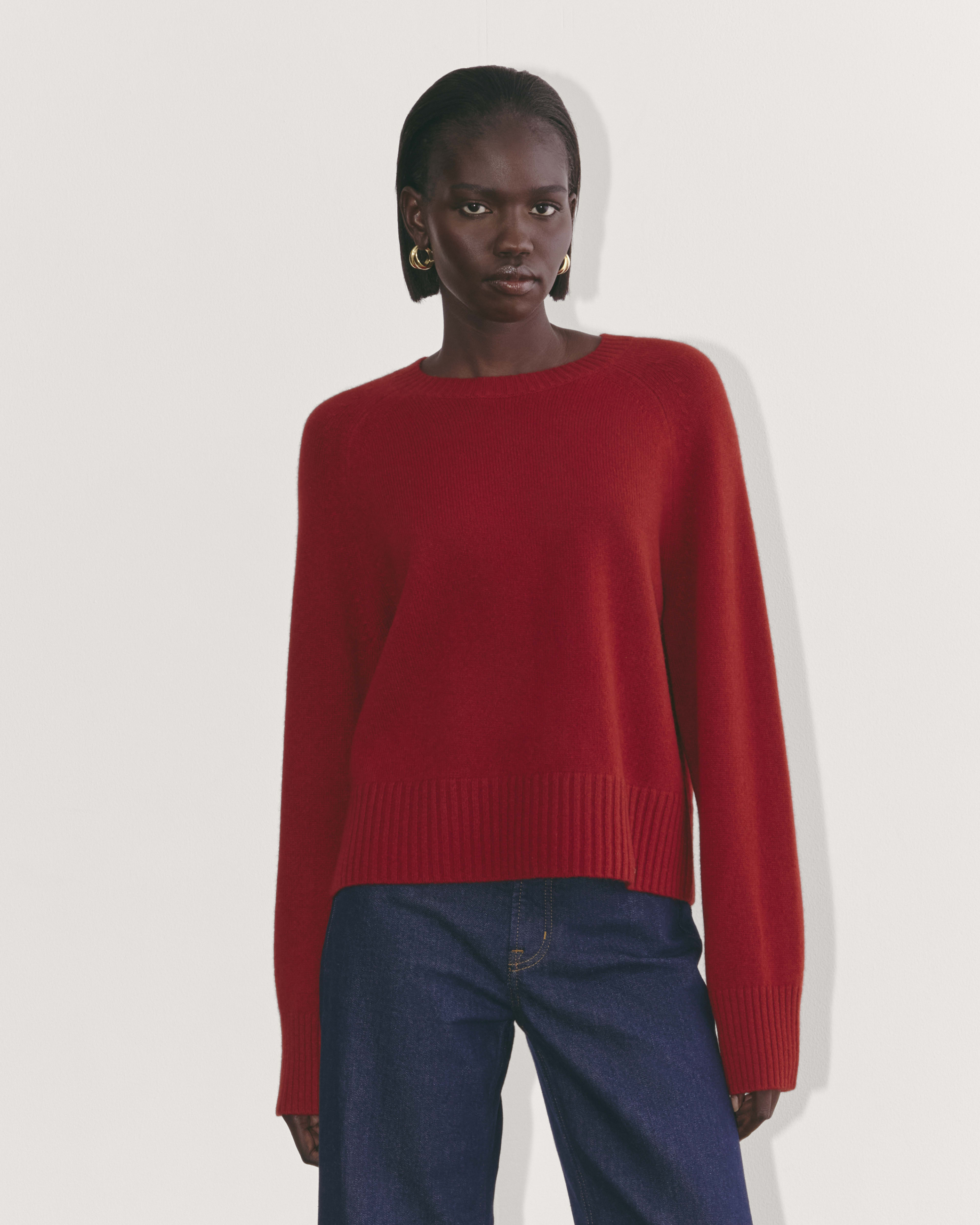 The Classic Cardigan in Cashmere Berry Red Everlane
