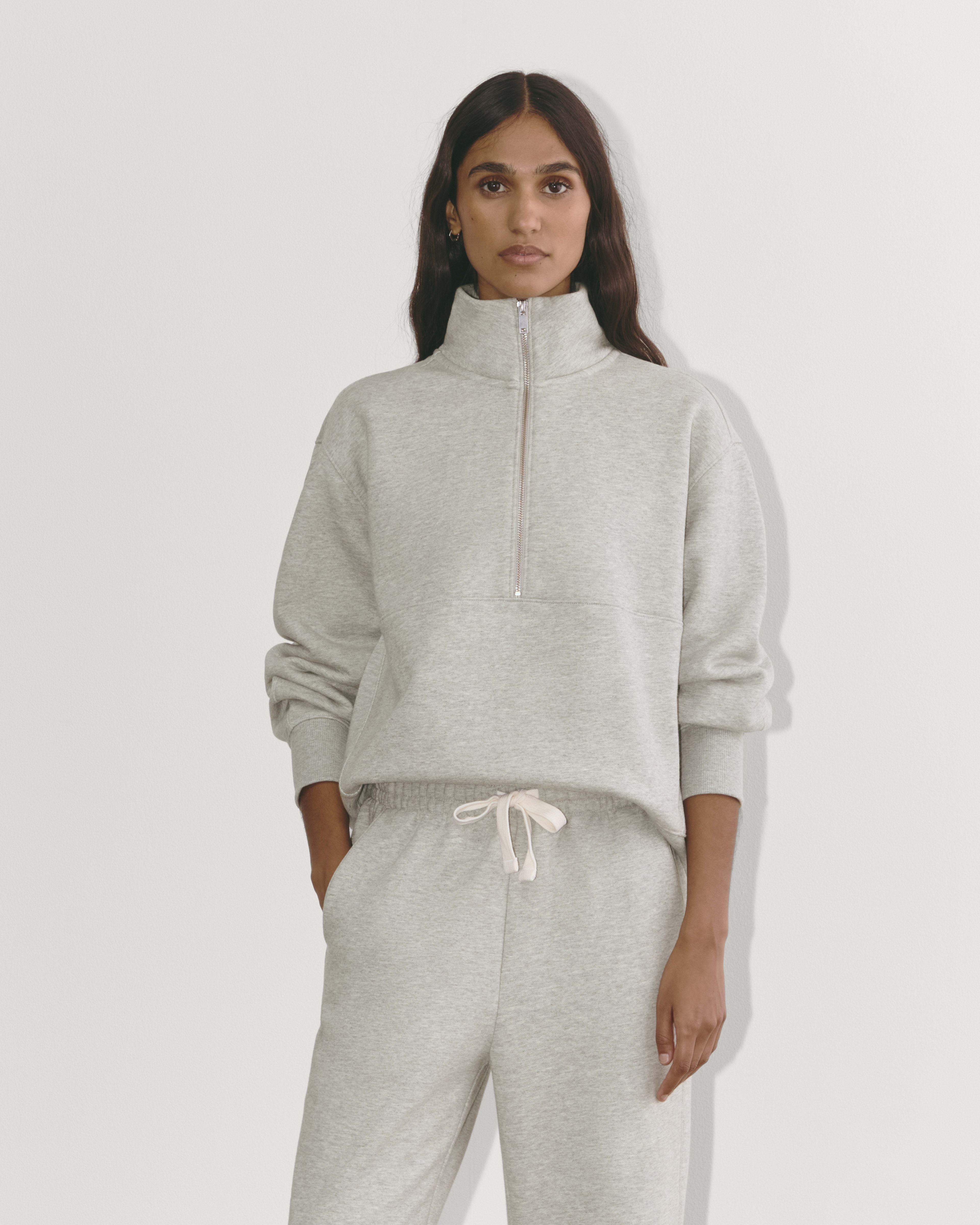 The Laid-Back Half-Zip Sweatshirt Heathered Grey – Everlane