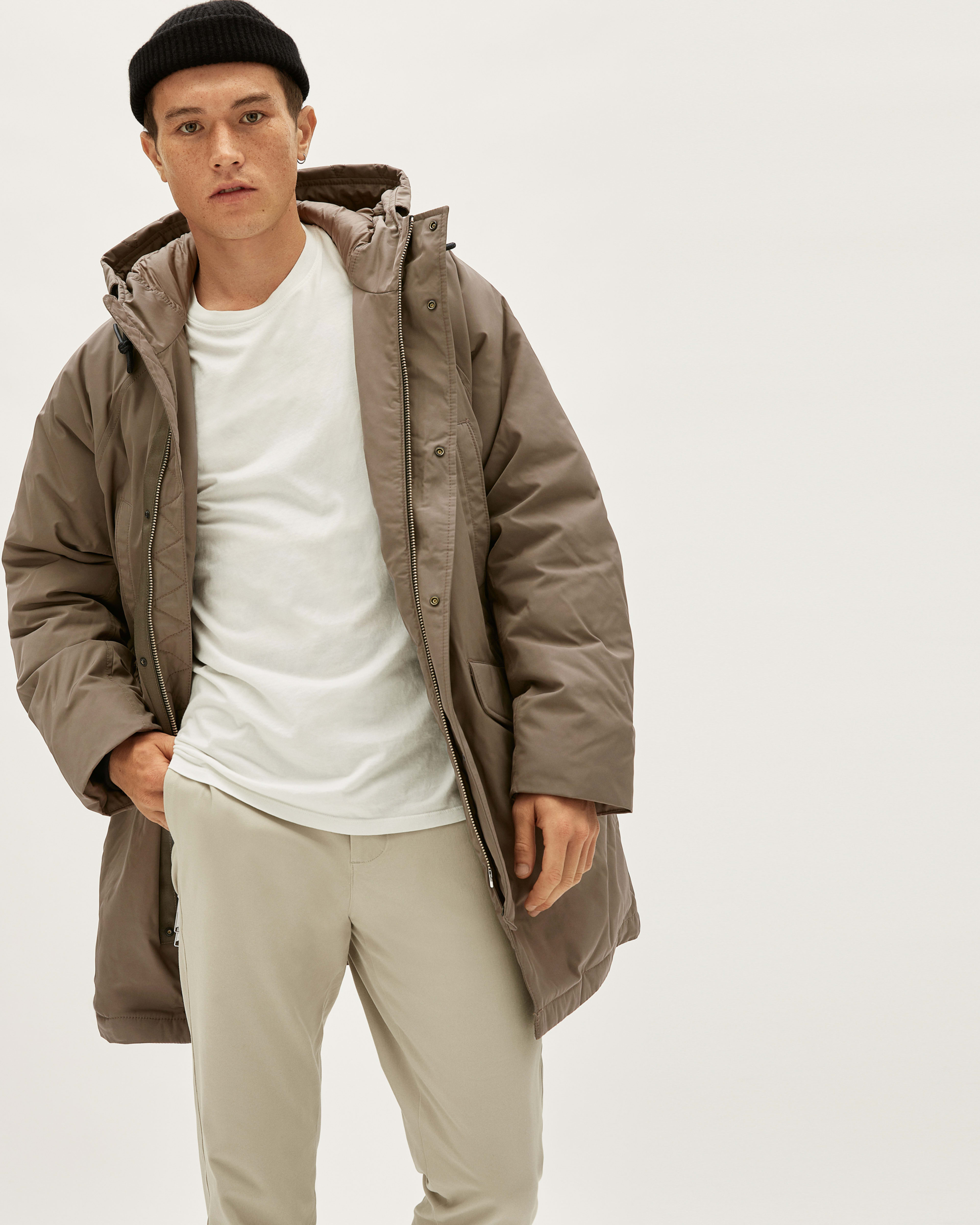 The ReNew Long Parka Taupe Everlane