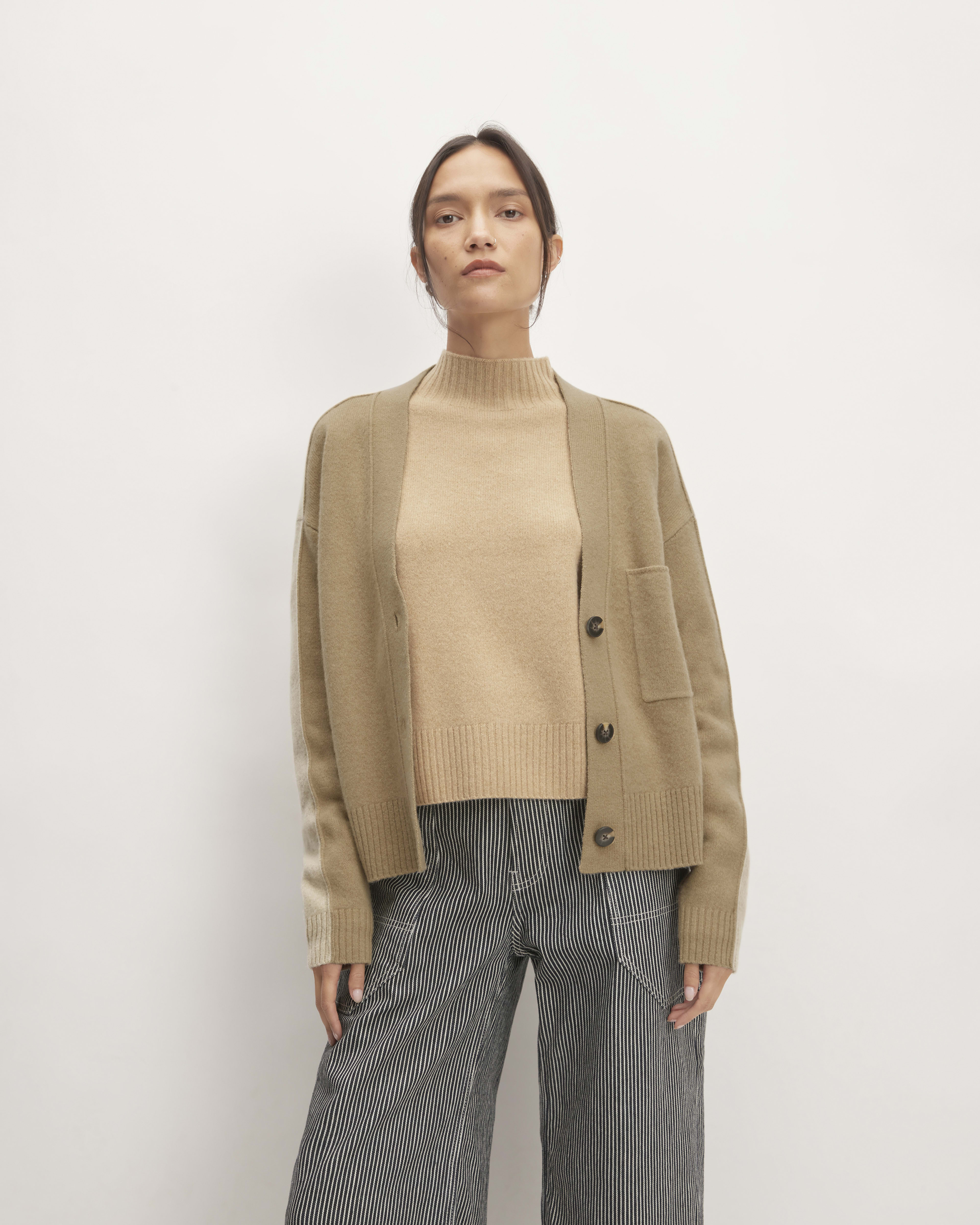 The Good Merino Wool Cardigan Light Camel Dark Oat Everlane