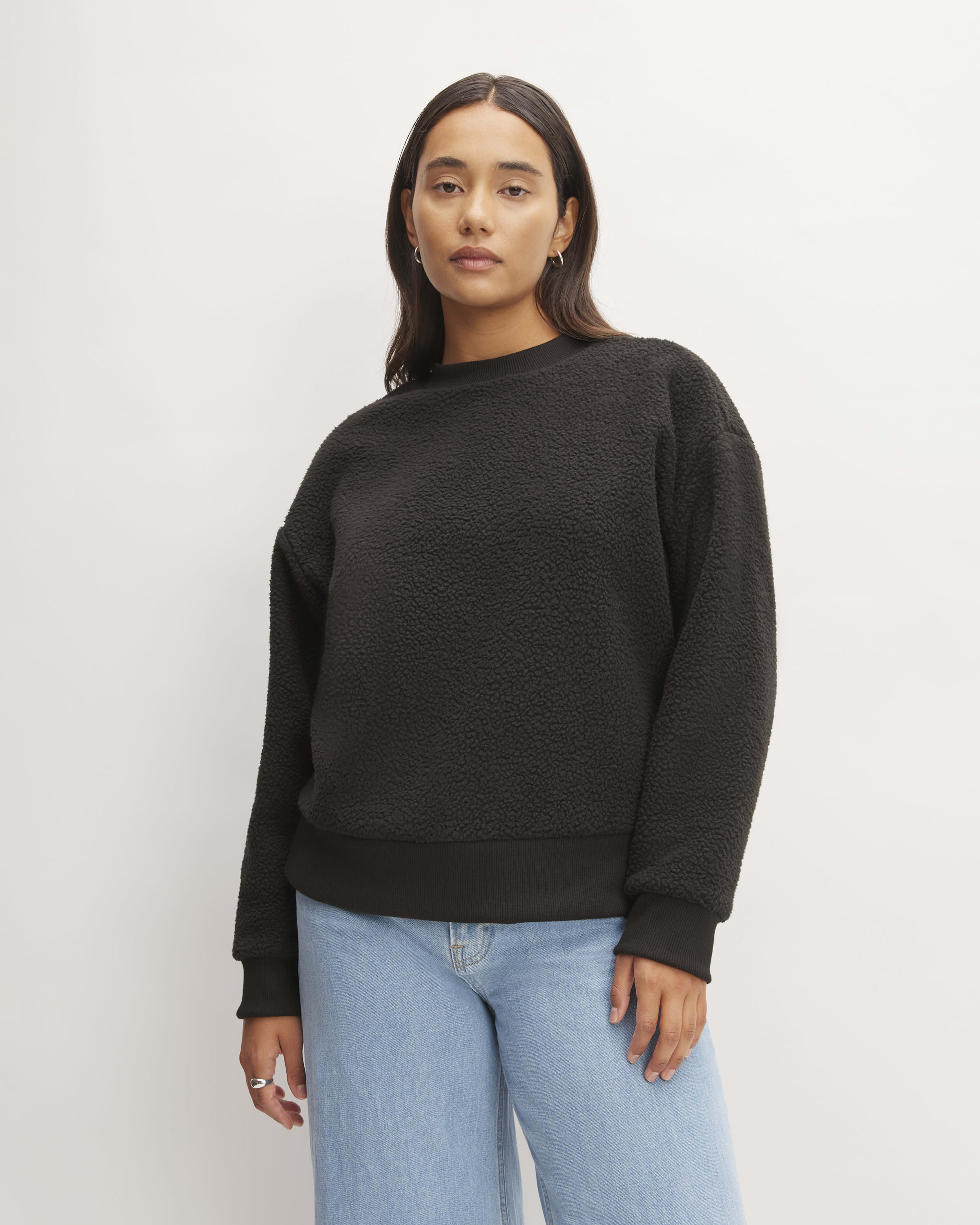 Everlane ReNew Fleece Sweatshirt + Authentic Stretch Denim — Living Petite