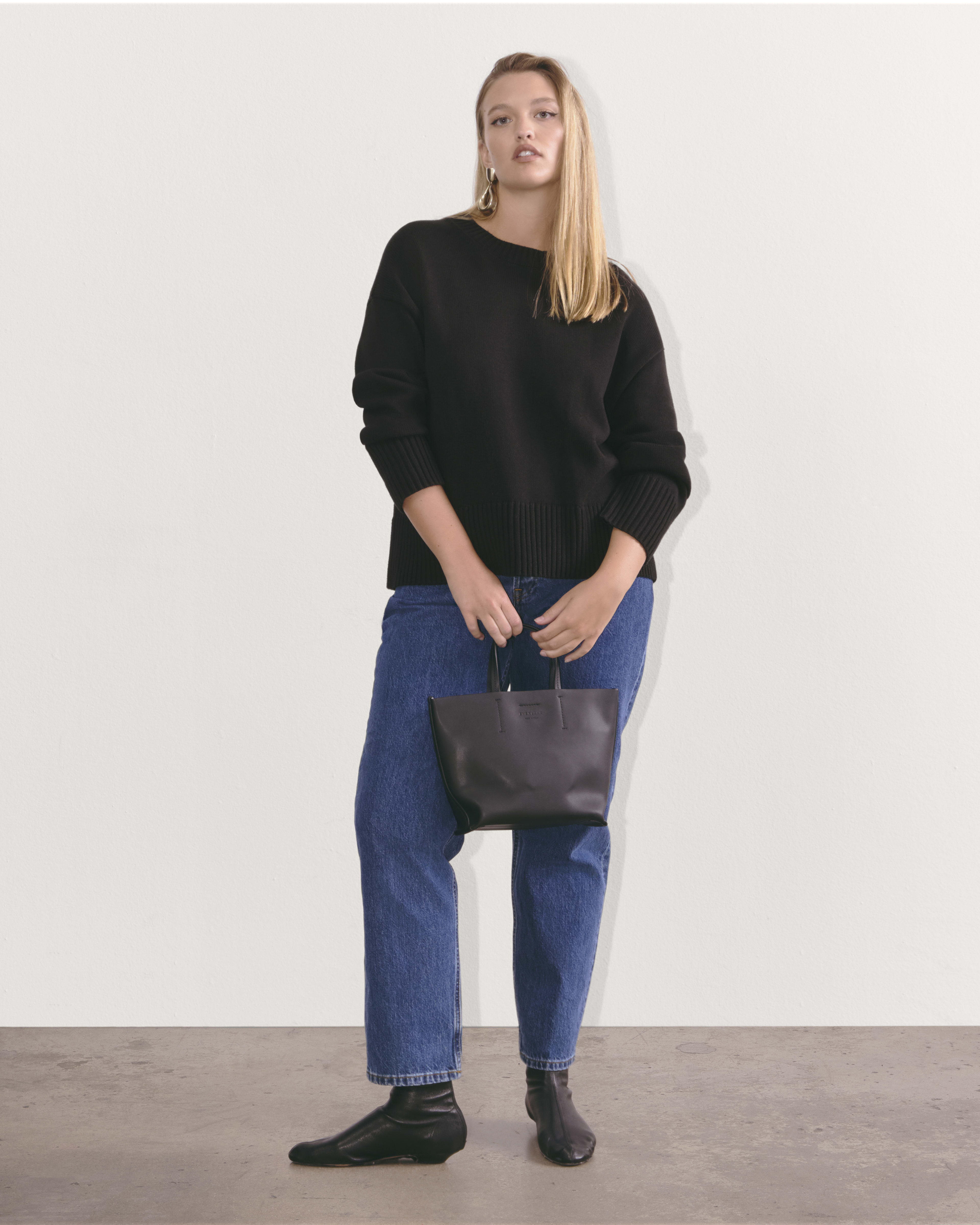 The Ribbed Cropped Cardigan Black Everlane