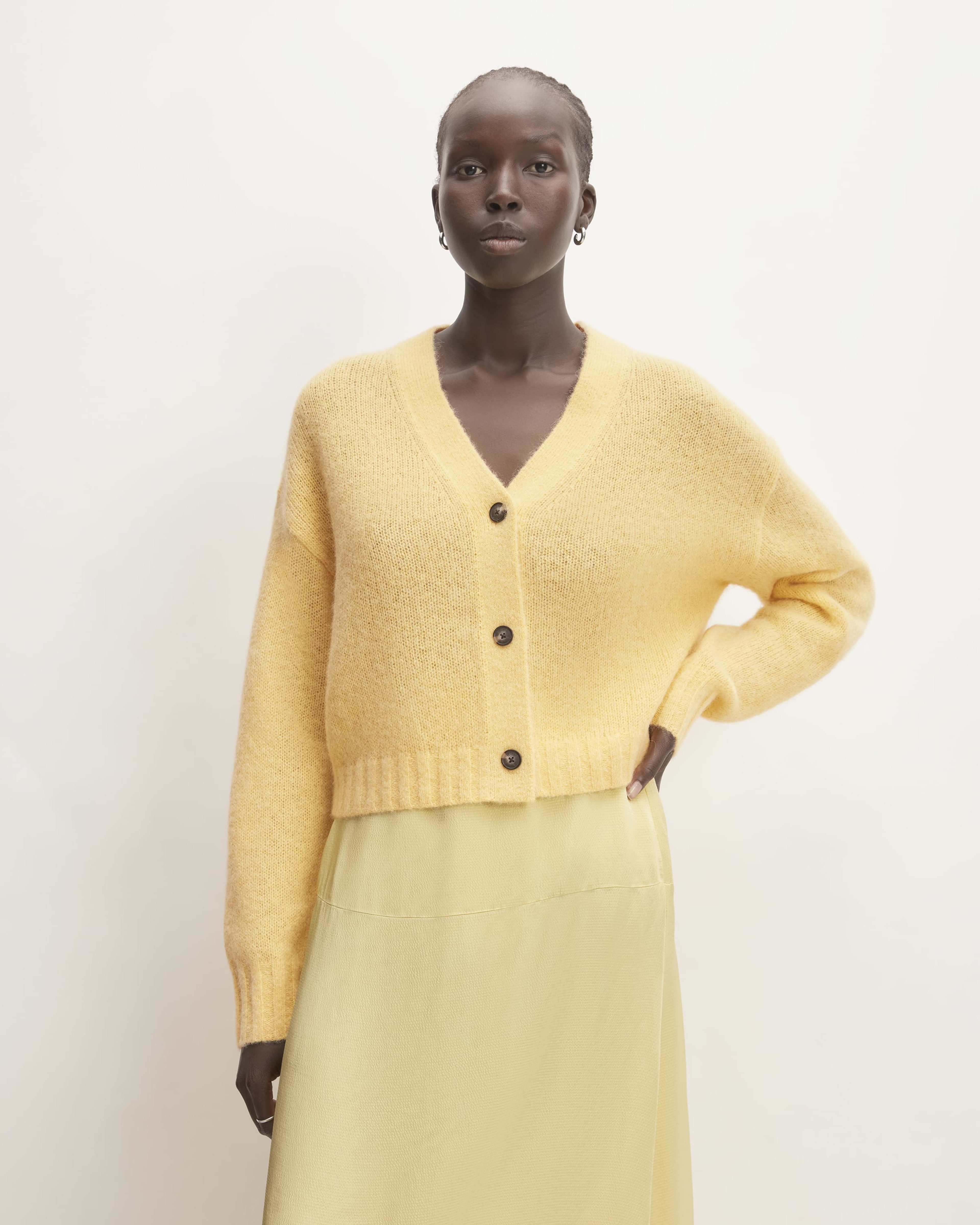 Yellow cropped deals cardigan