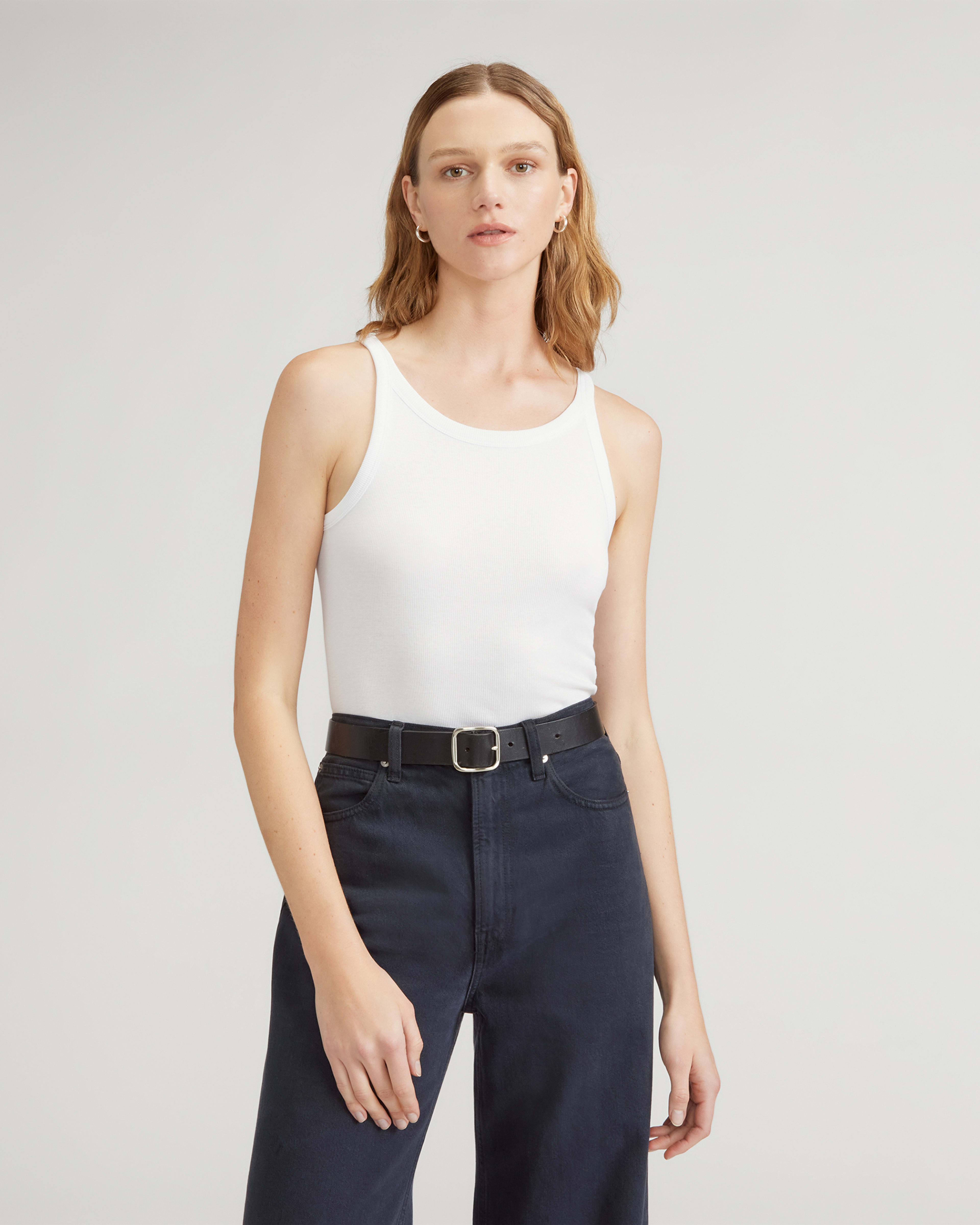 The Supima® Micro-Rib Cropped Tank White – Everlane