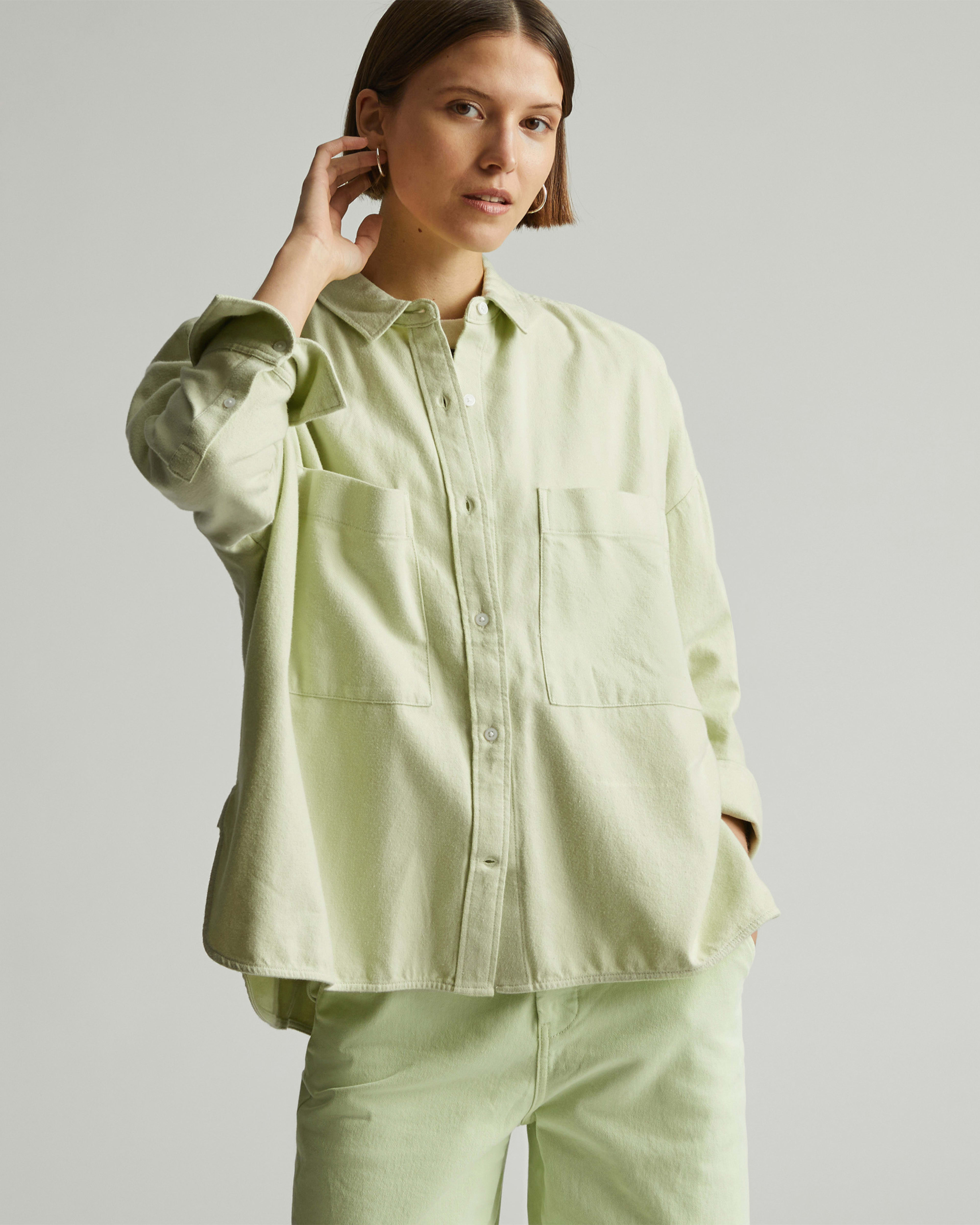 Urchin Boxy Flannel Blouse Navy