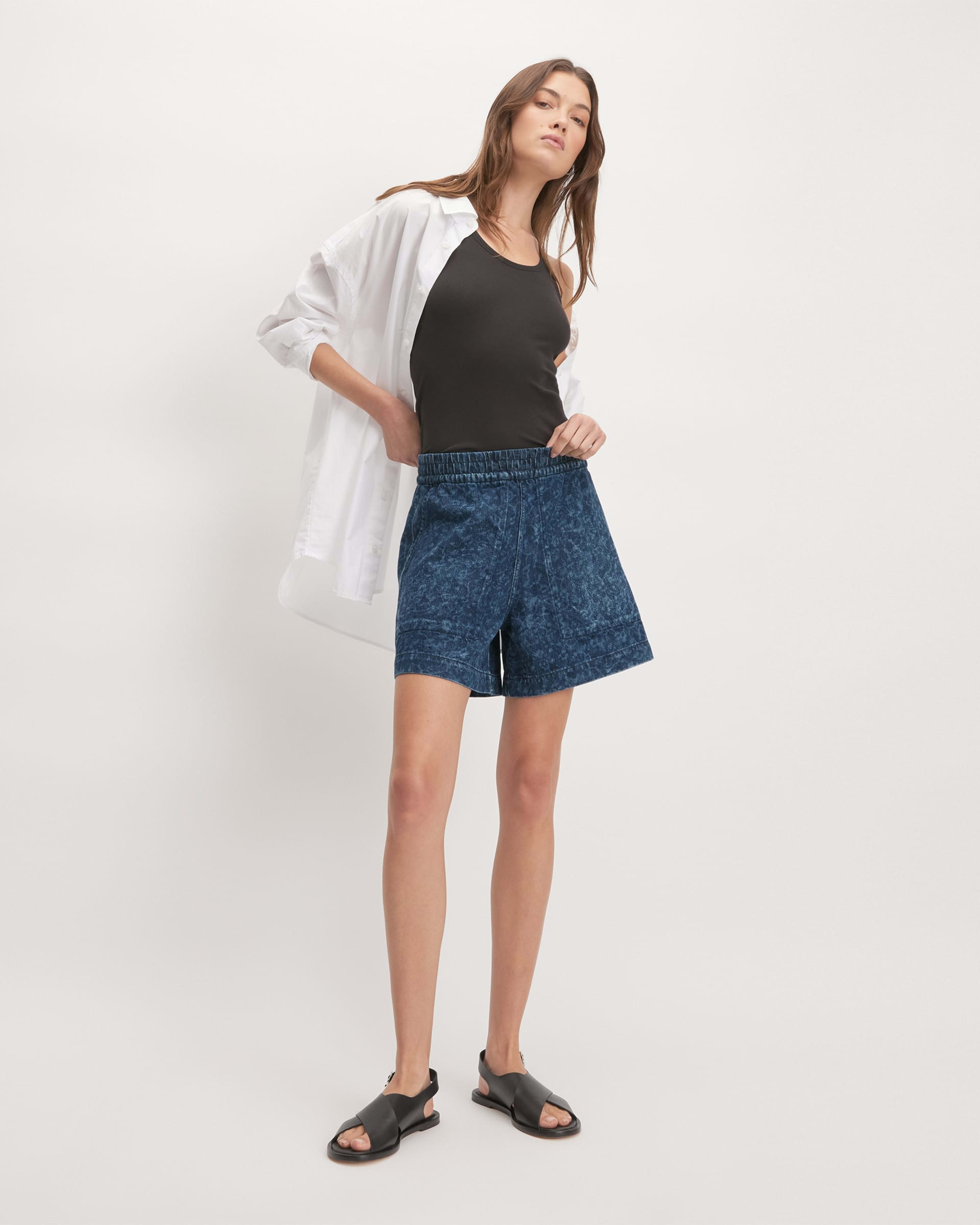 The Denim Utility Short Dark Painterly Strokes Everlane