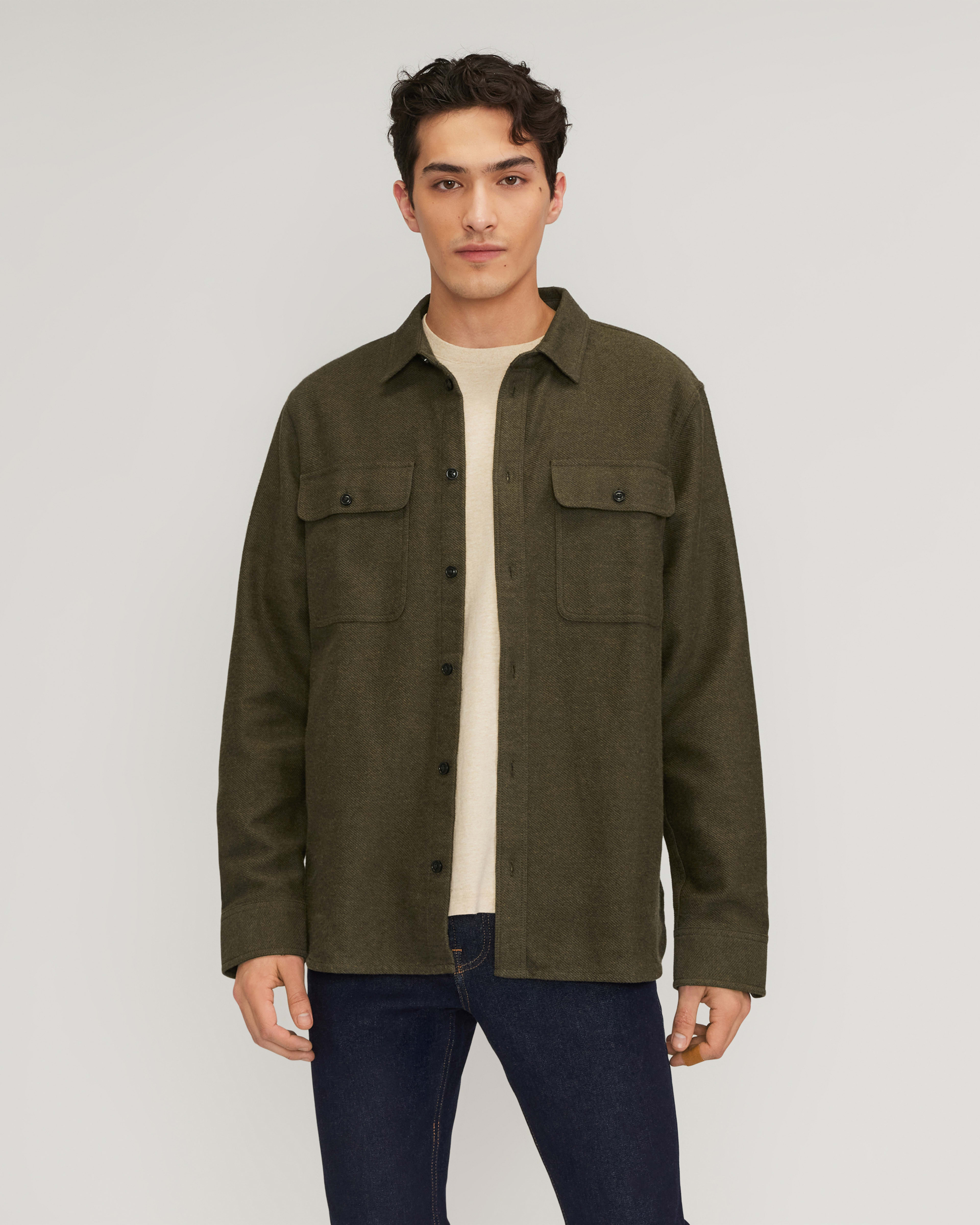 The Heavyweight Overshirt | Uniform Heathered Green – Everlane