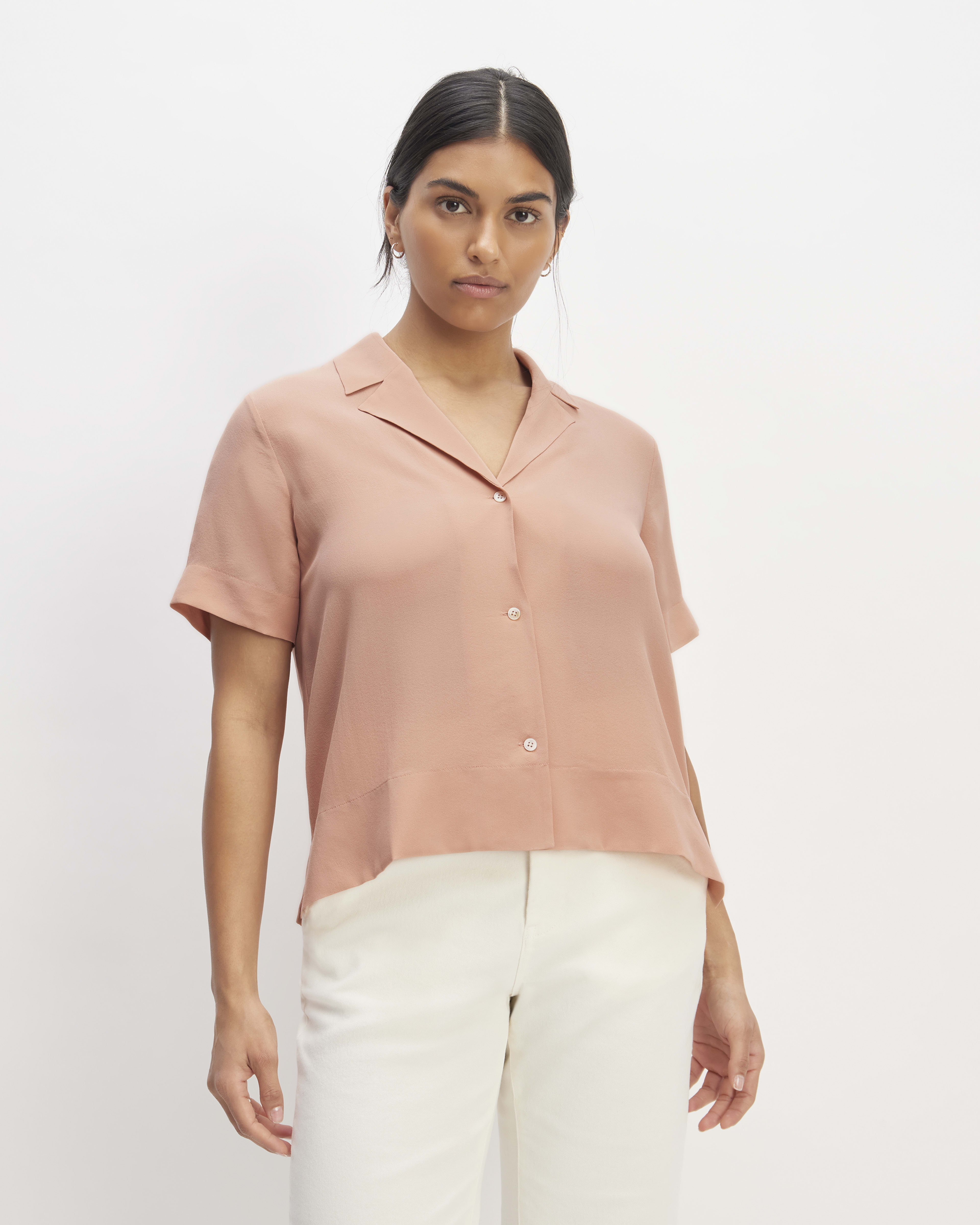 The Washable Clean Silk Relaxed Shirt Blush Pink – Everlane