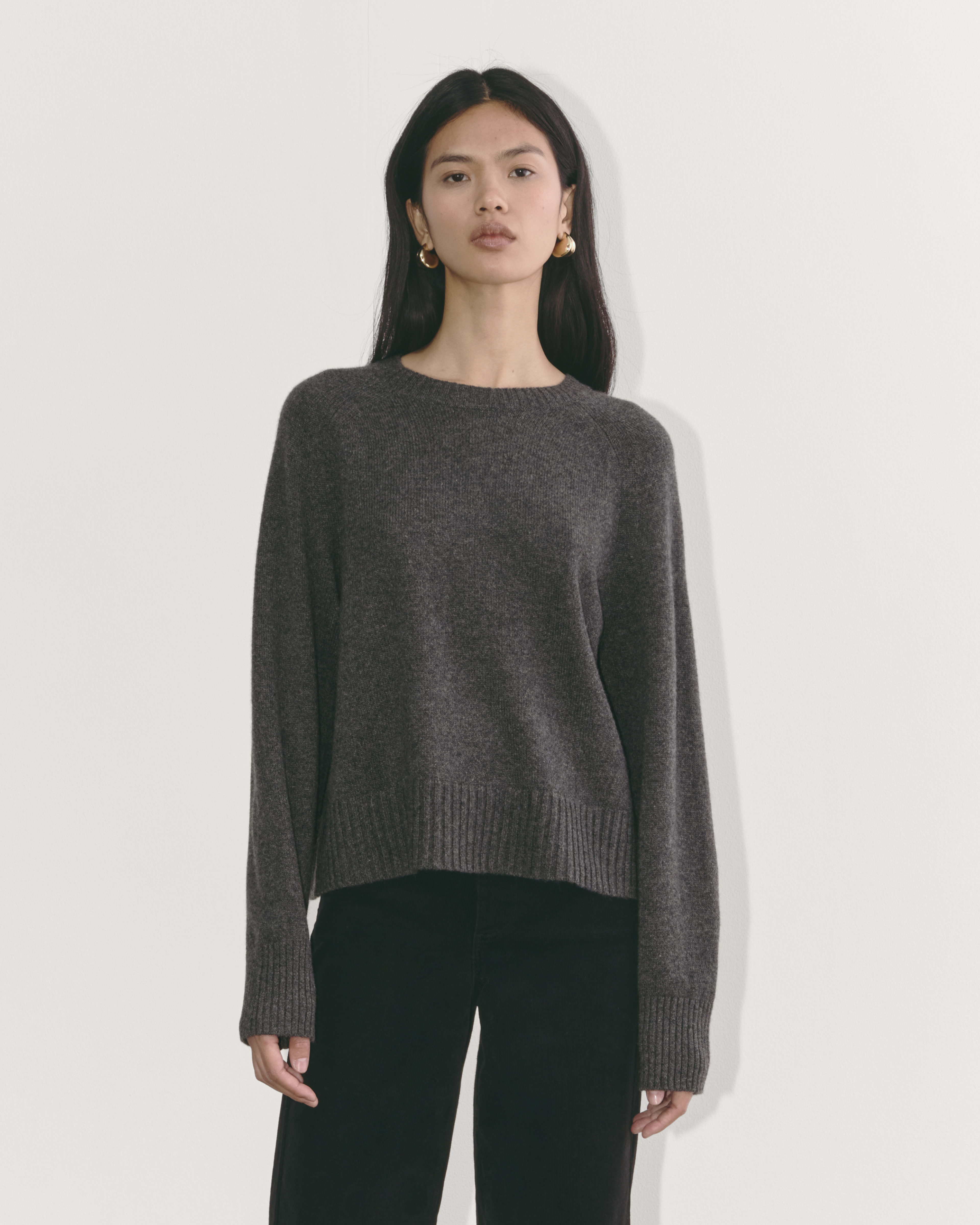 The Boxy Crew in Cashmere Heather Charcoal Everlane