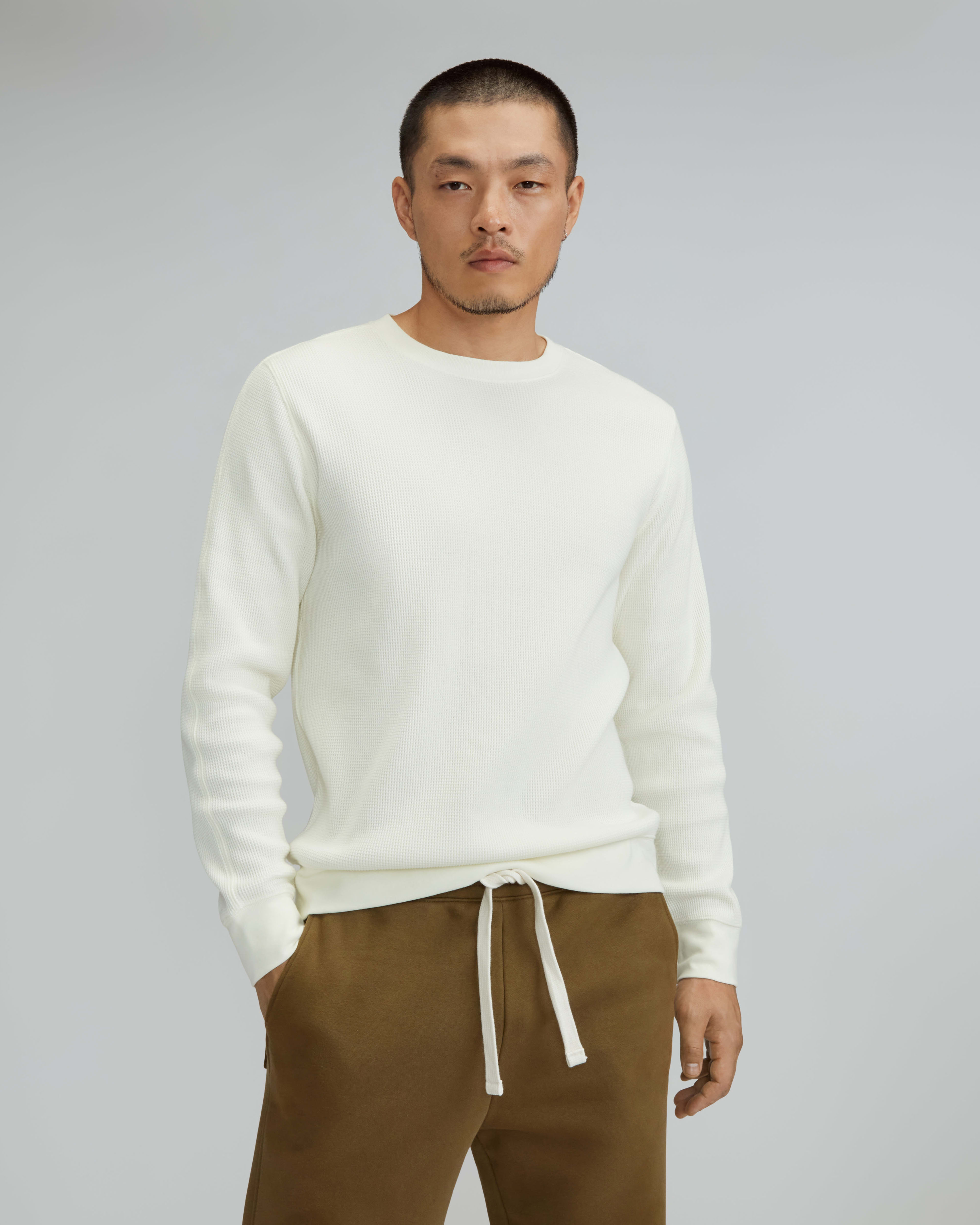 The Waffle Long Sleeve Crew Tee Off White Everlane