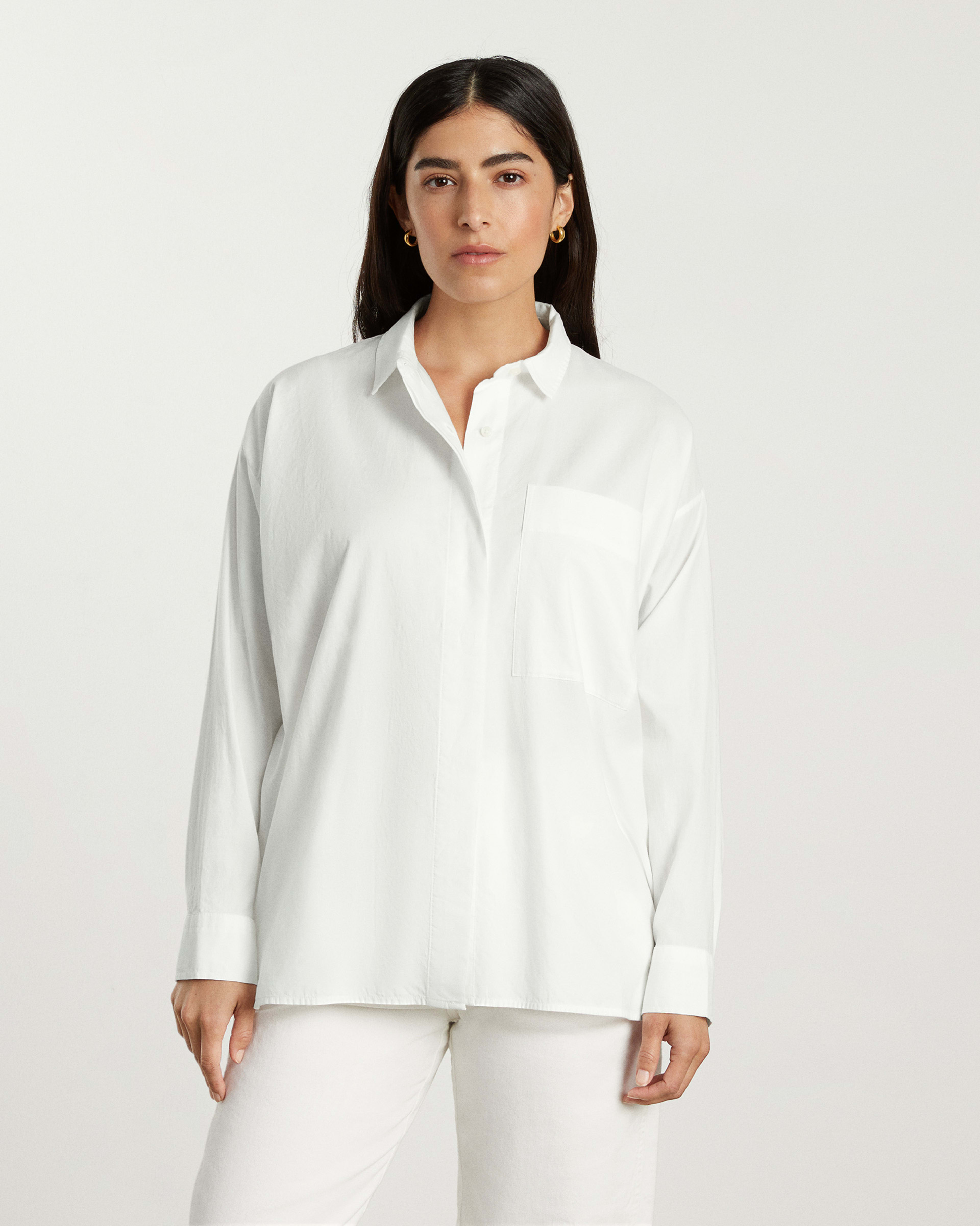 The Oversized Silky Cotton Shirt White – Everlane
