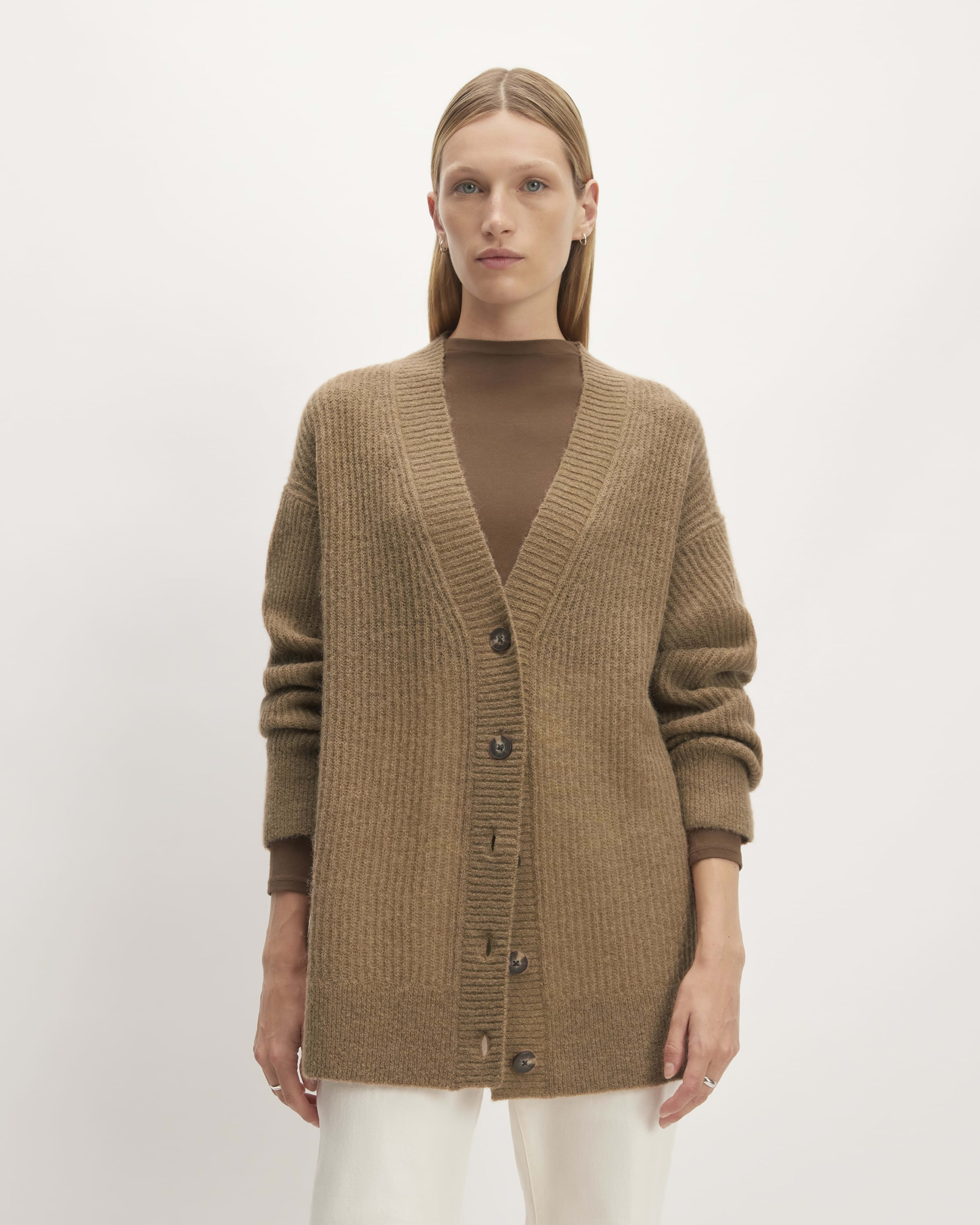 Camel cocoon cardigan hot sale