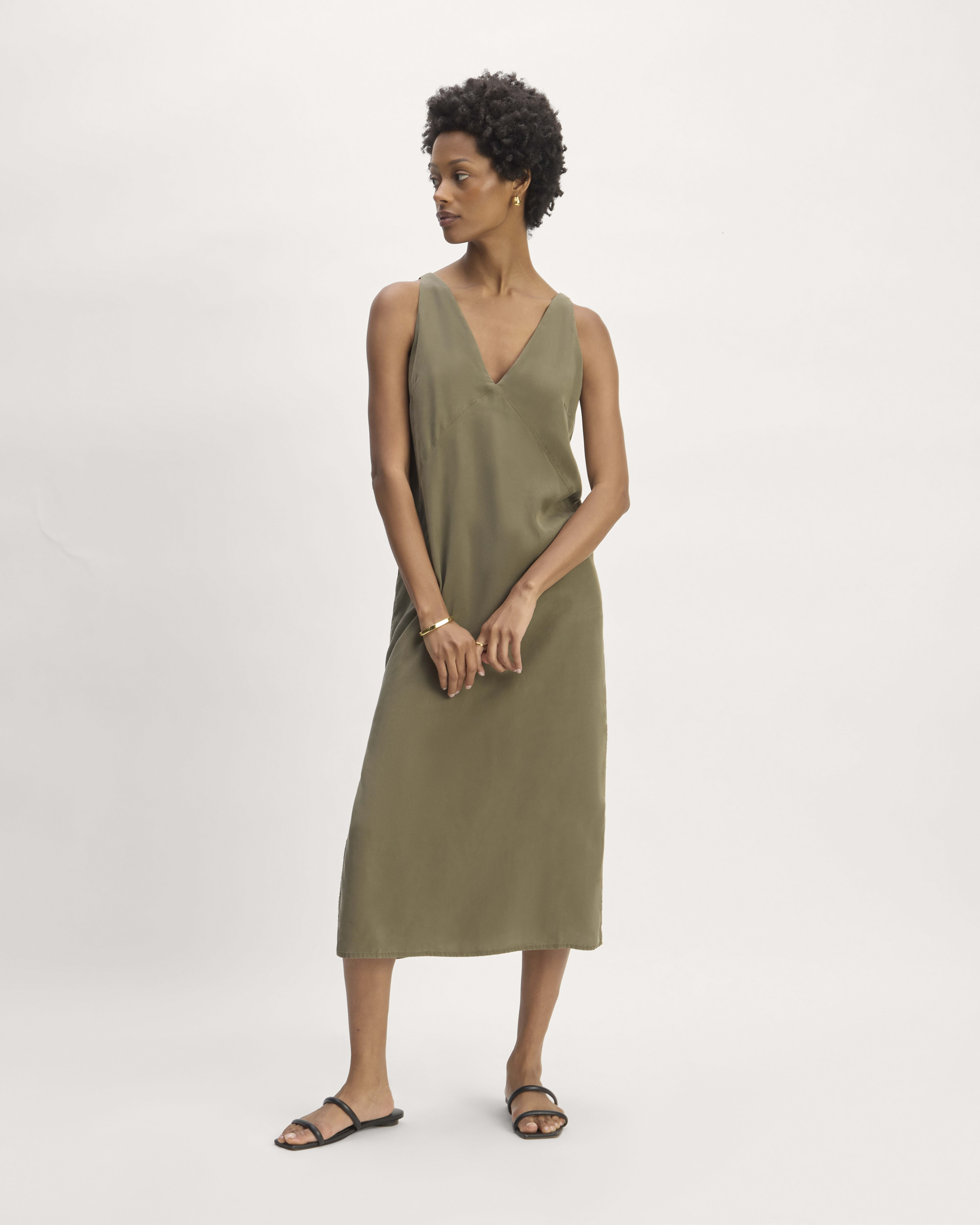 The Supima Cotton Midi Shirt Dress Optic White Black Everlane