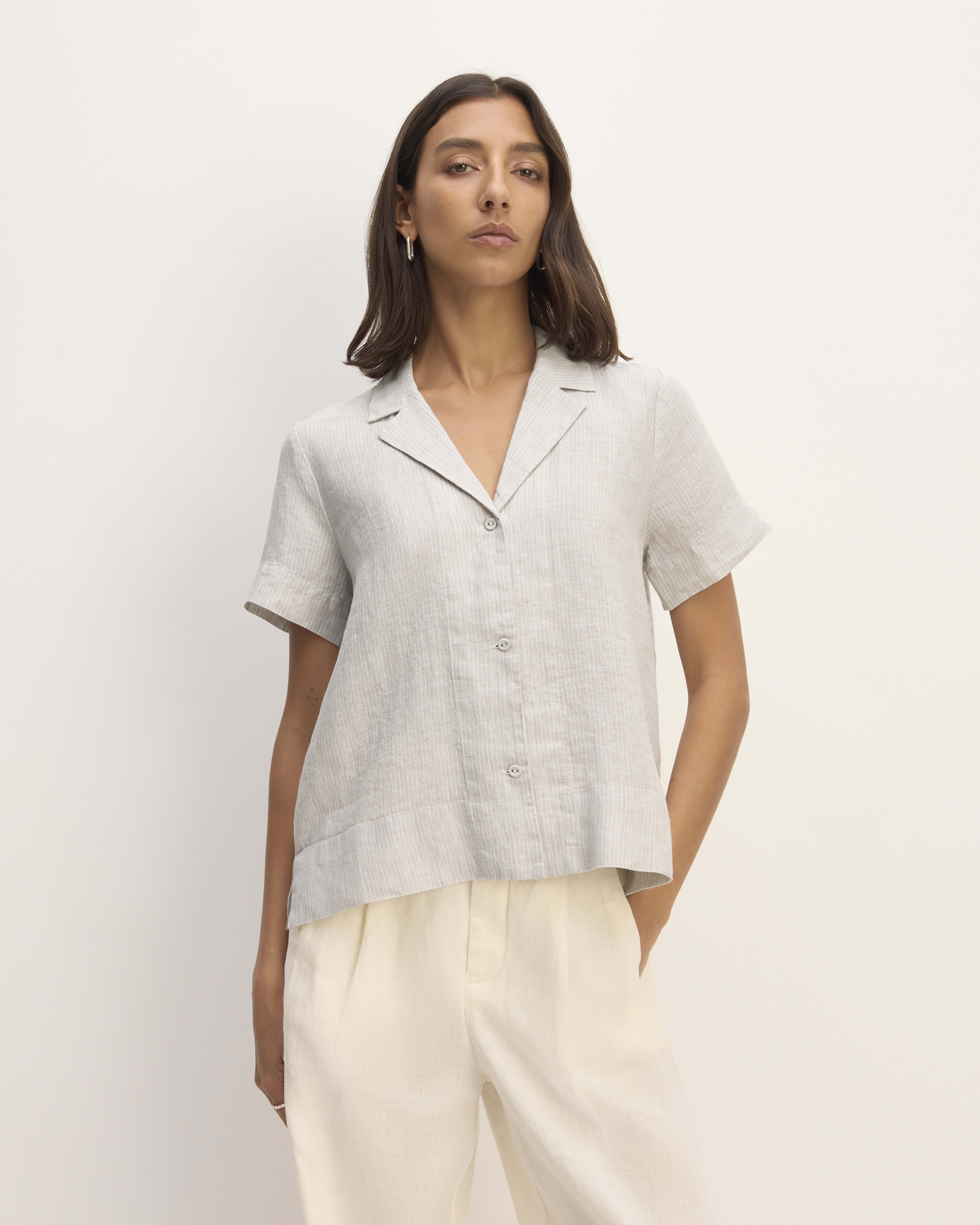 The Notch Shirt in Linen Stone White Everlane