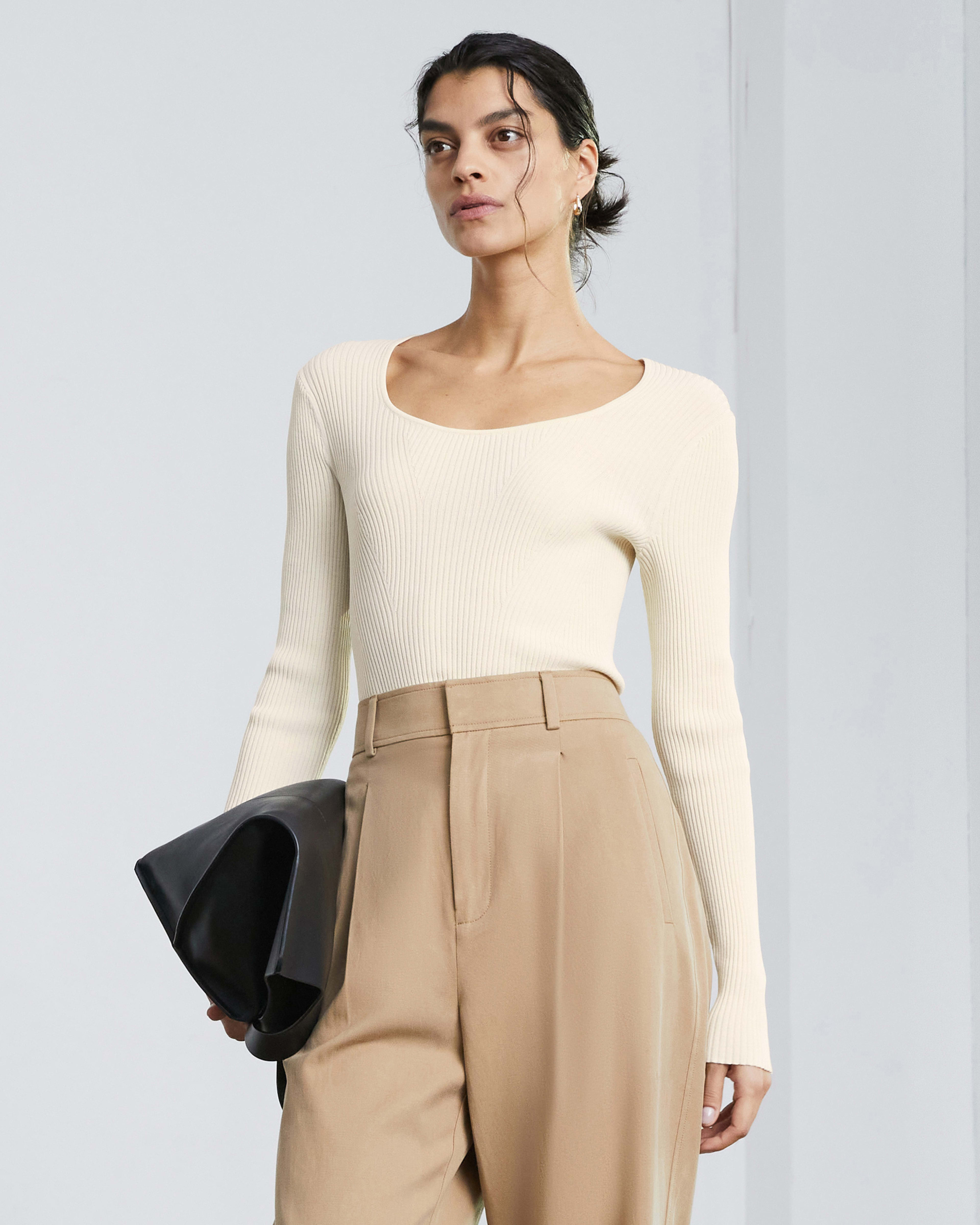 The Ribbed Scoop-Neck Sweater Beige – Everlane