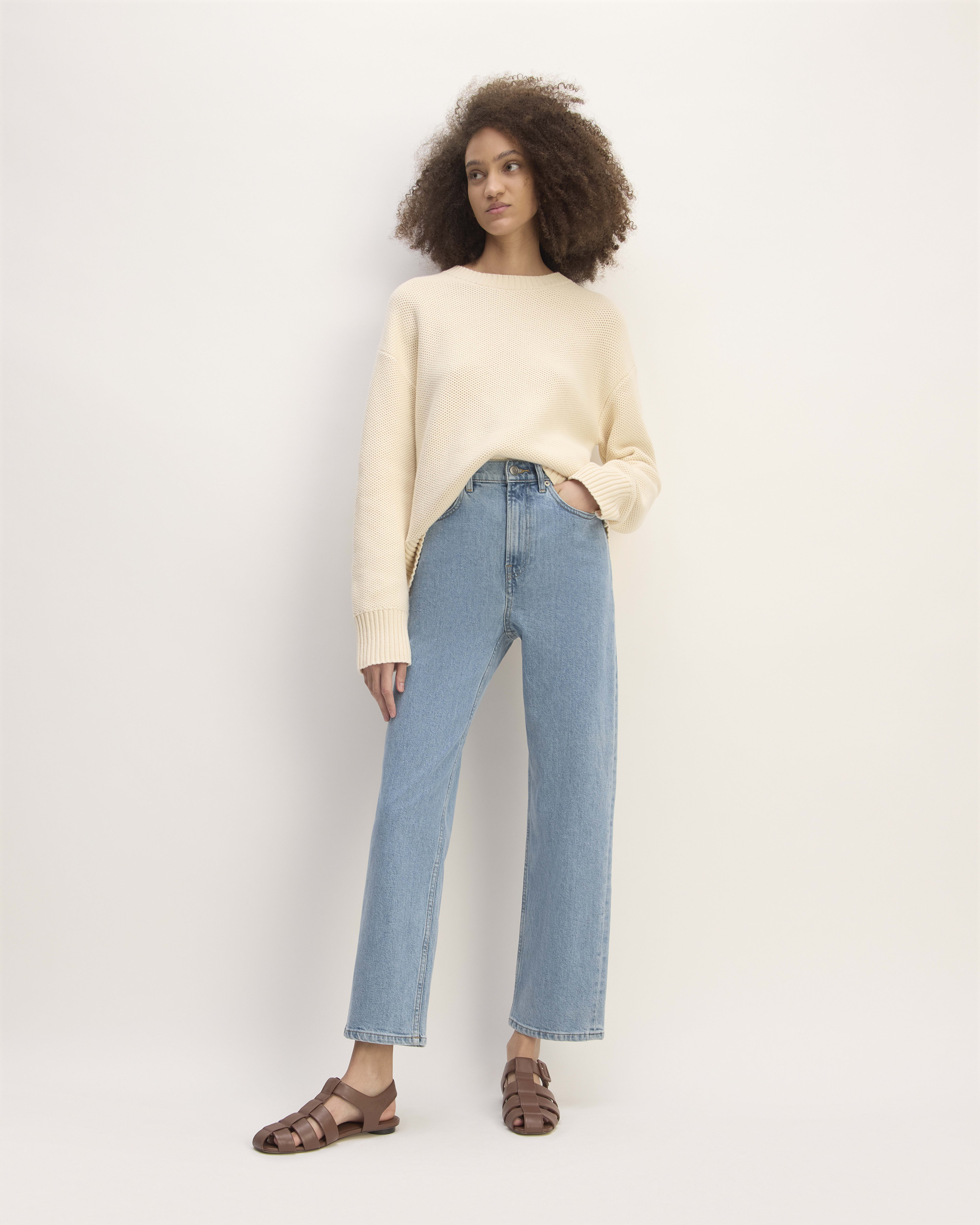 Ghic - Halter-Neck Denim Crop Top / High Waist Wide Leg Jeans