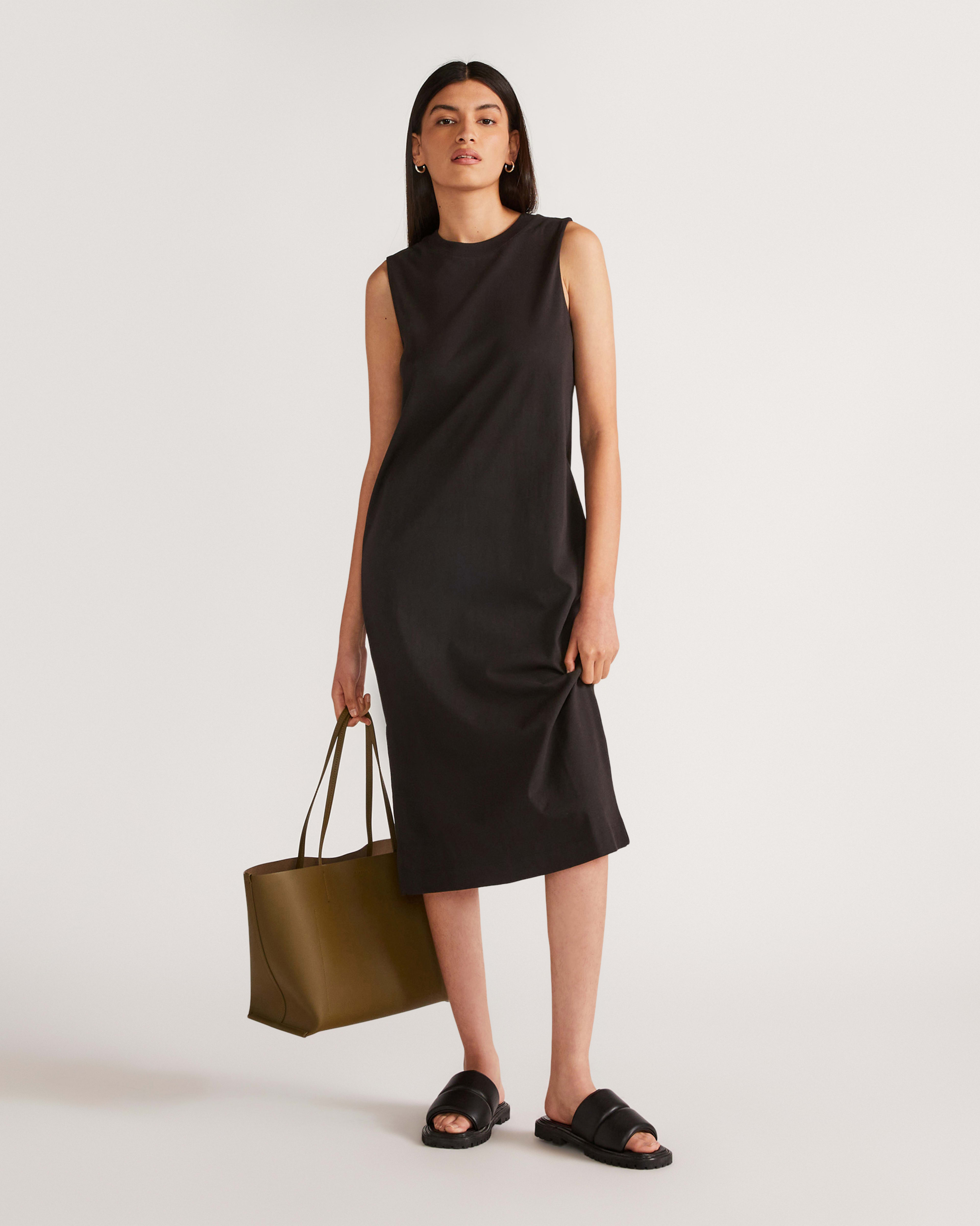 Black Tank Dress, A-Line, Sleeveless, Sustainable Dress