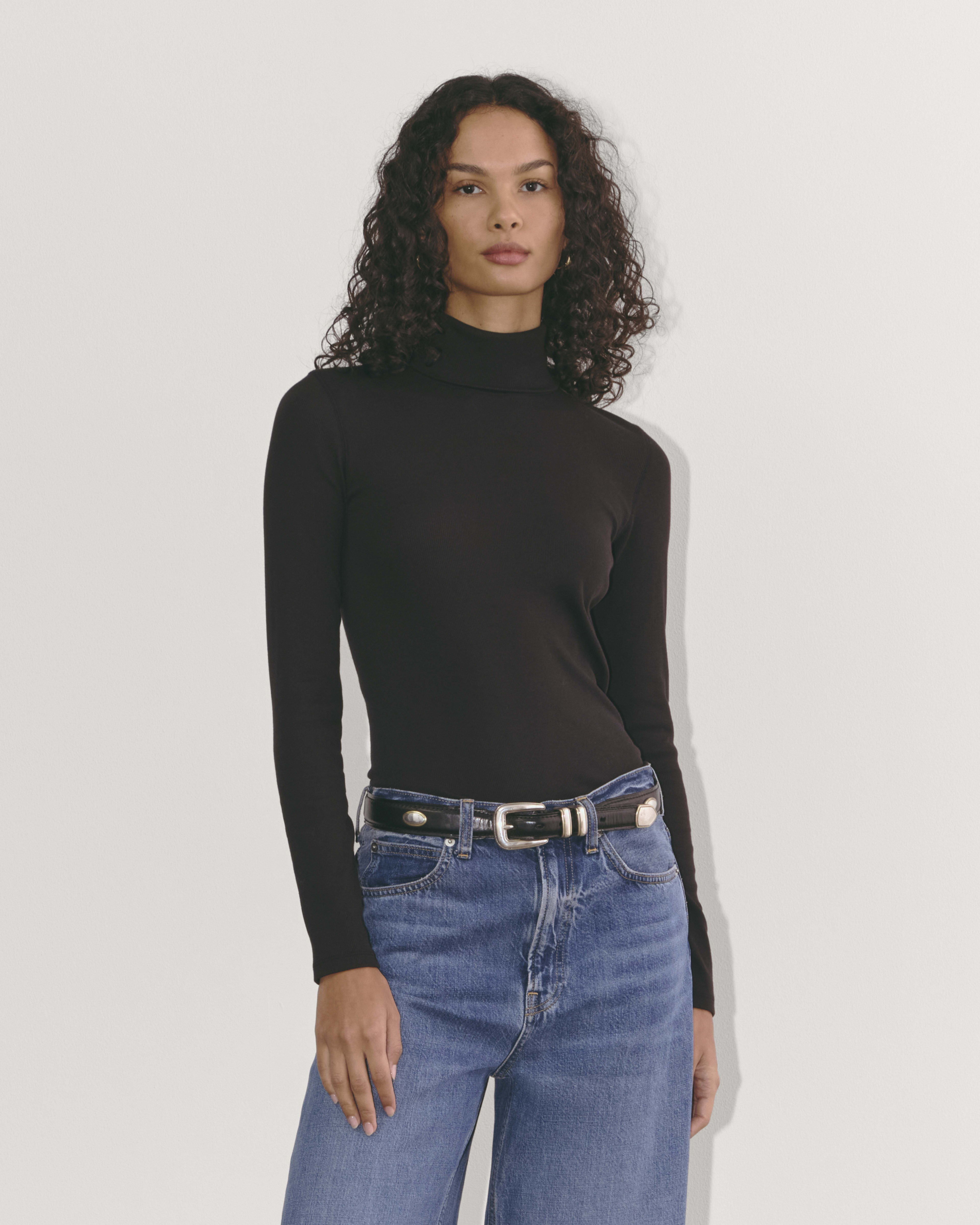 The Luxe Rib Turtleneck Black Everlane