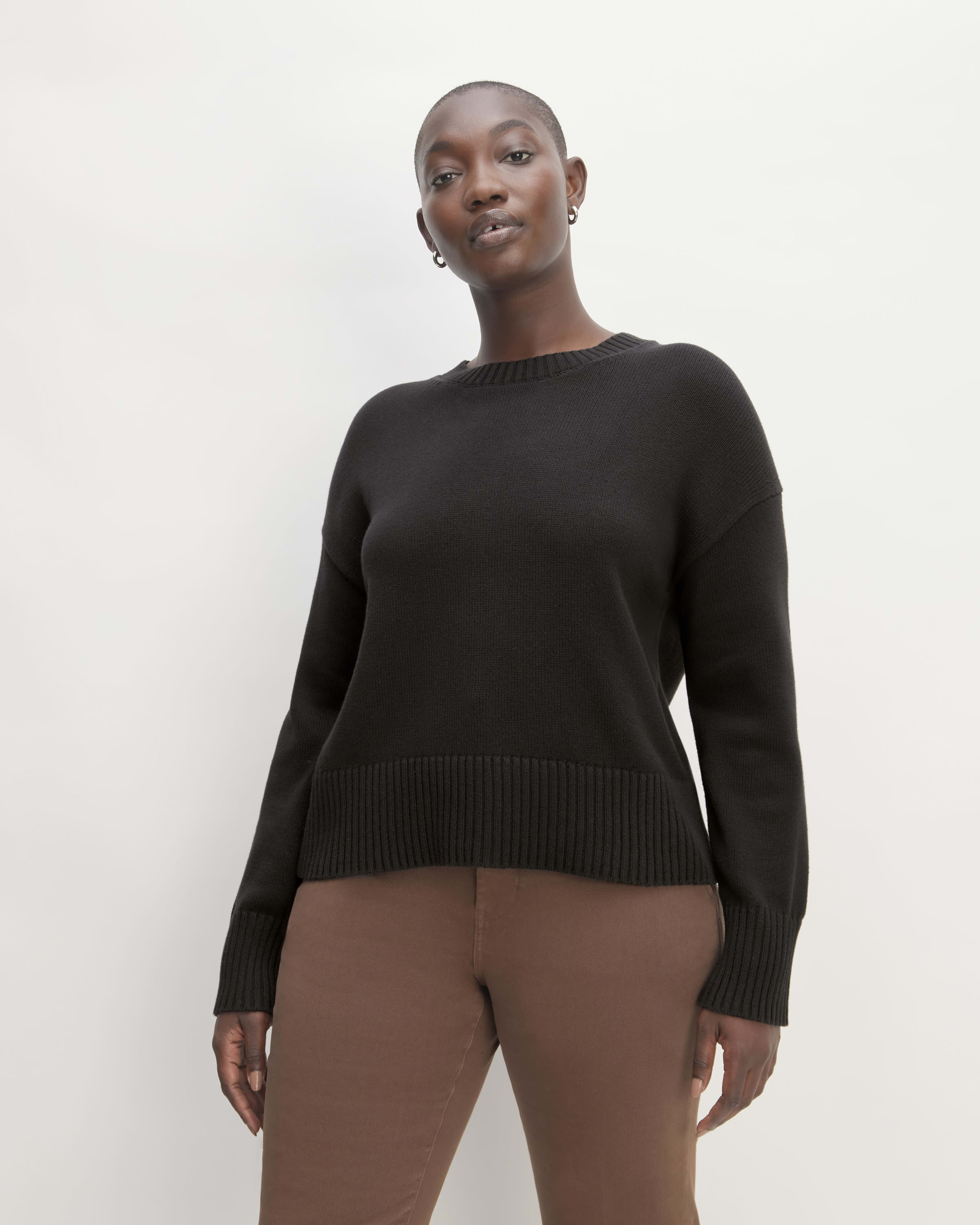 Womens black crew neck jumper outlet