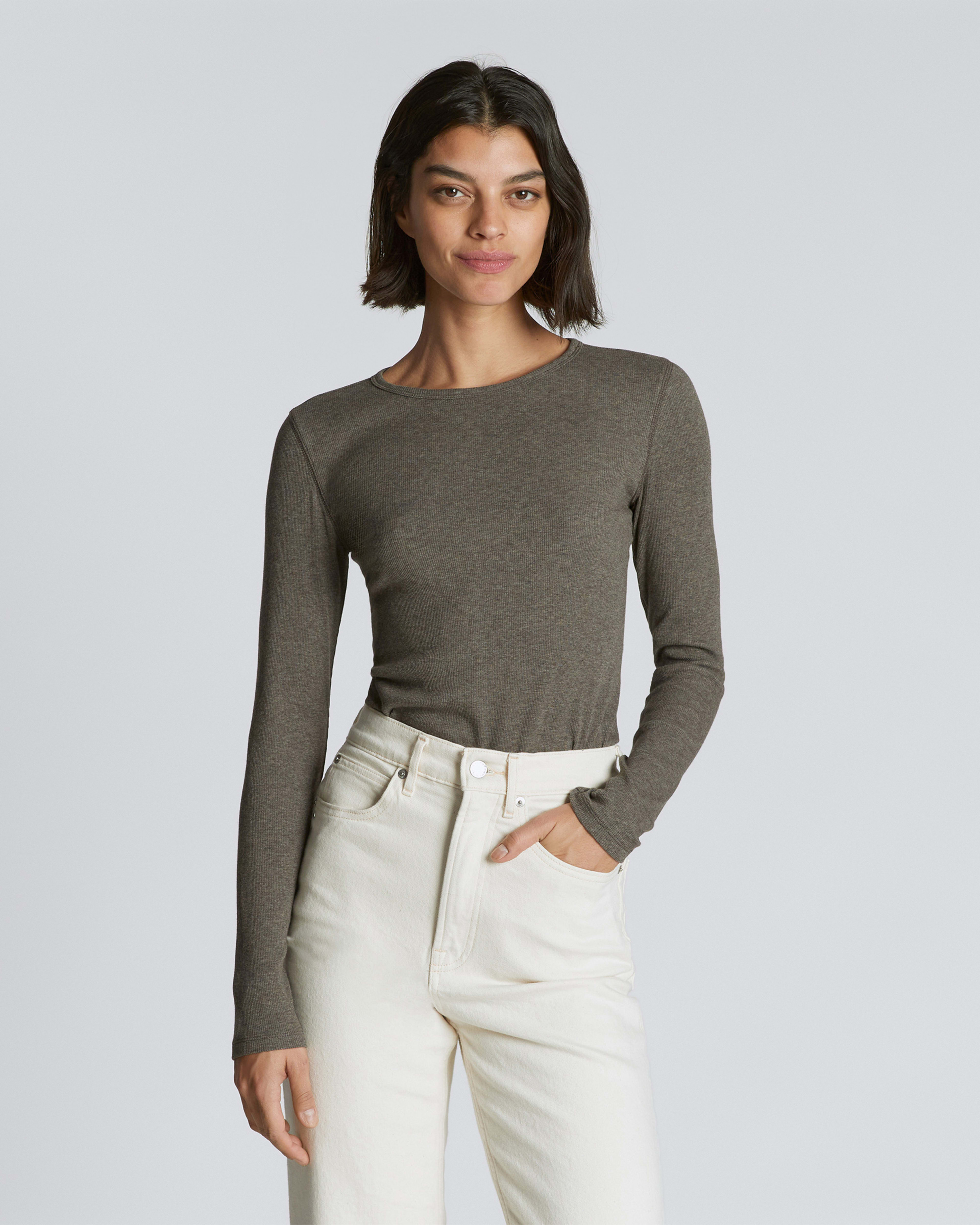 The Supima® Micro-Rib Turtleneck Washed Heathered Grey – Everlane