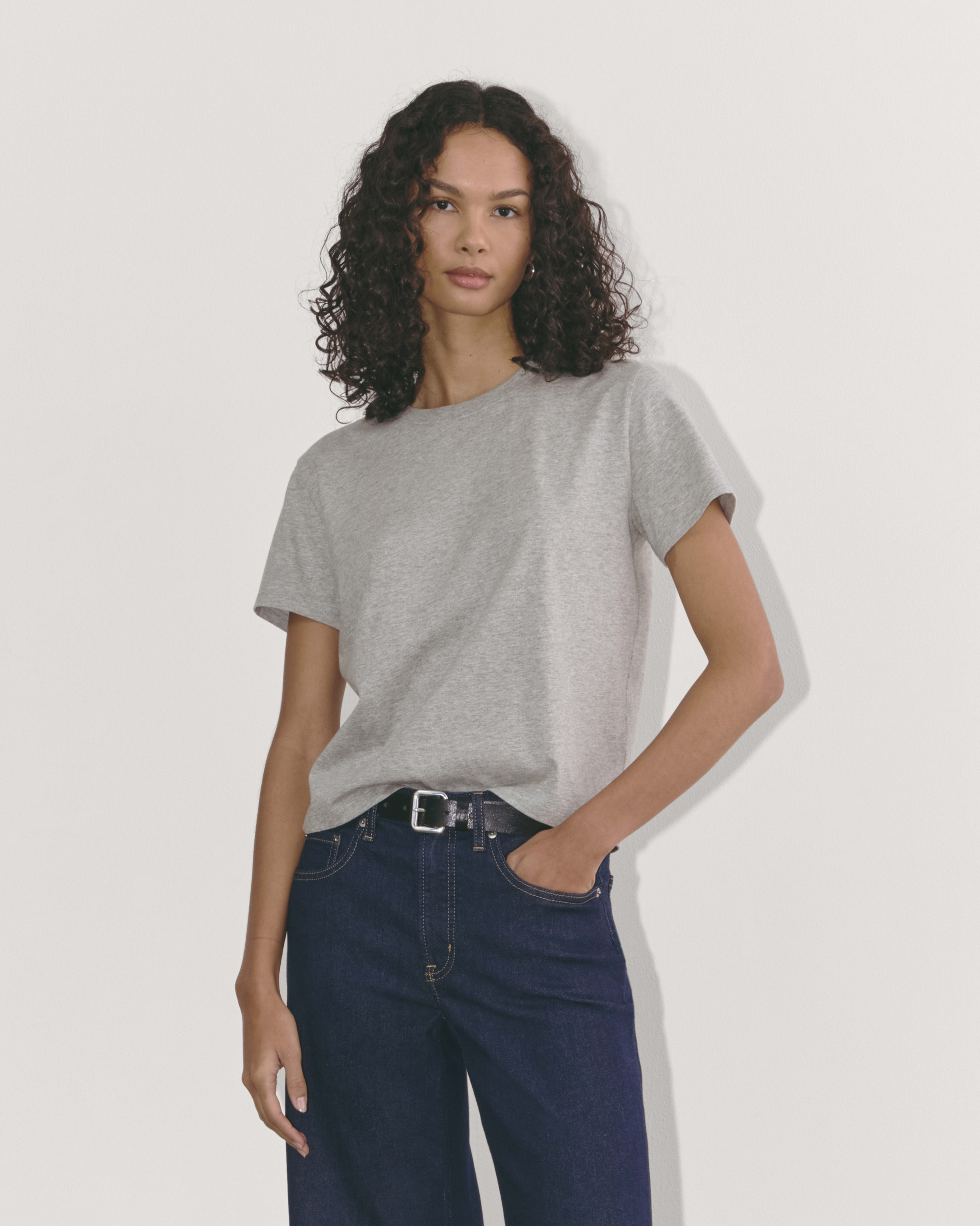 The Box Cut Tee in Essential Cotton Heathered Grey Everlane