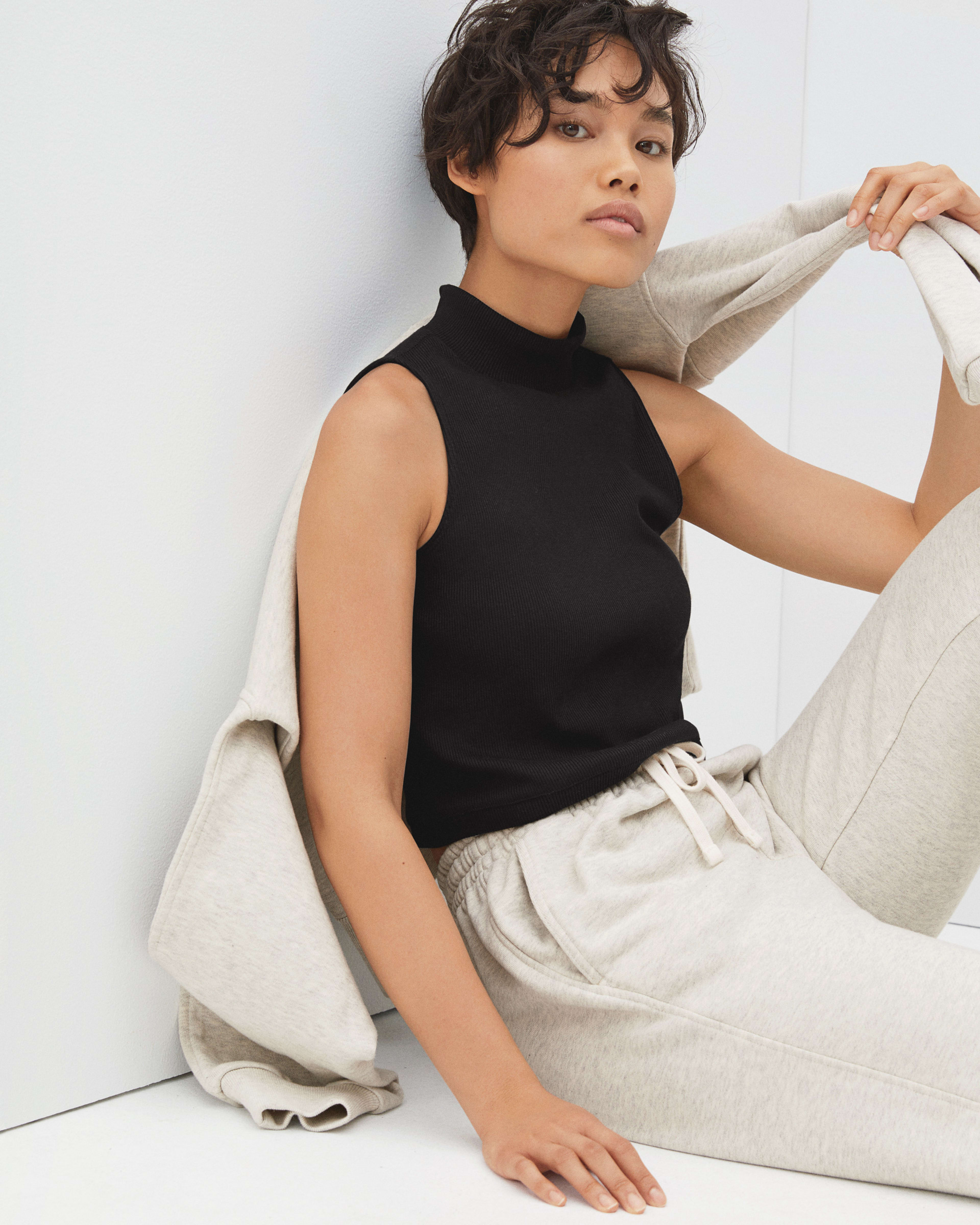 The Form Mock Neck Tank Black Everlane