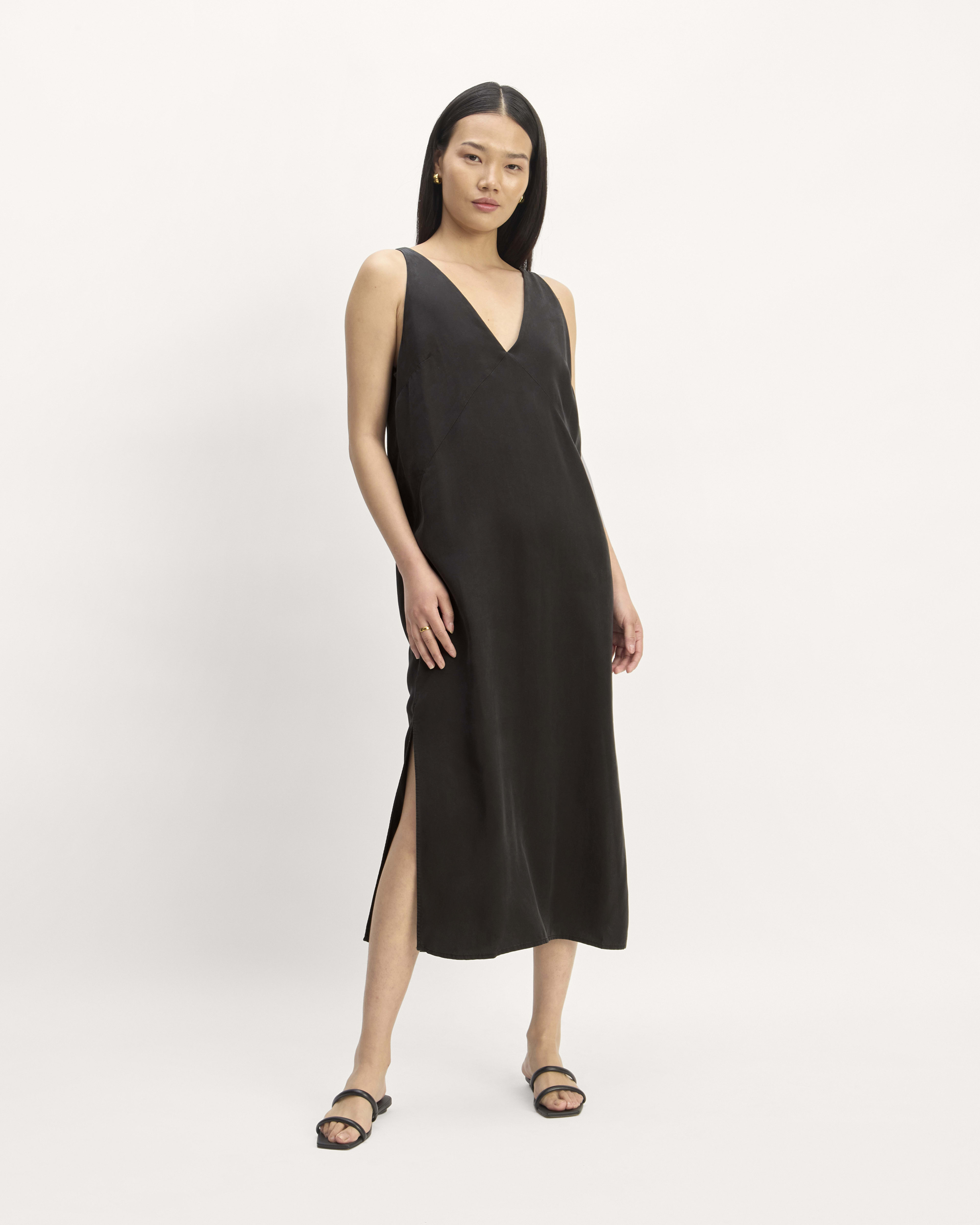 The TENCEL Midi Slip Dress Black Everlane