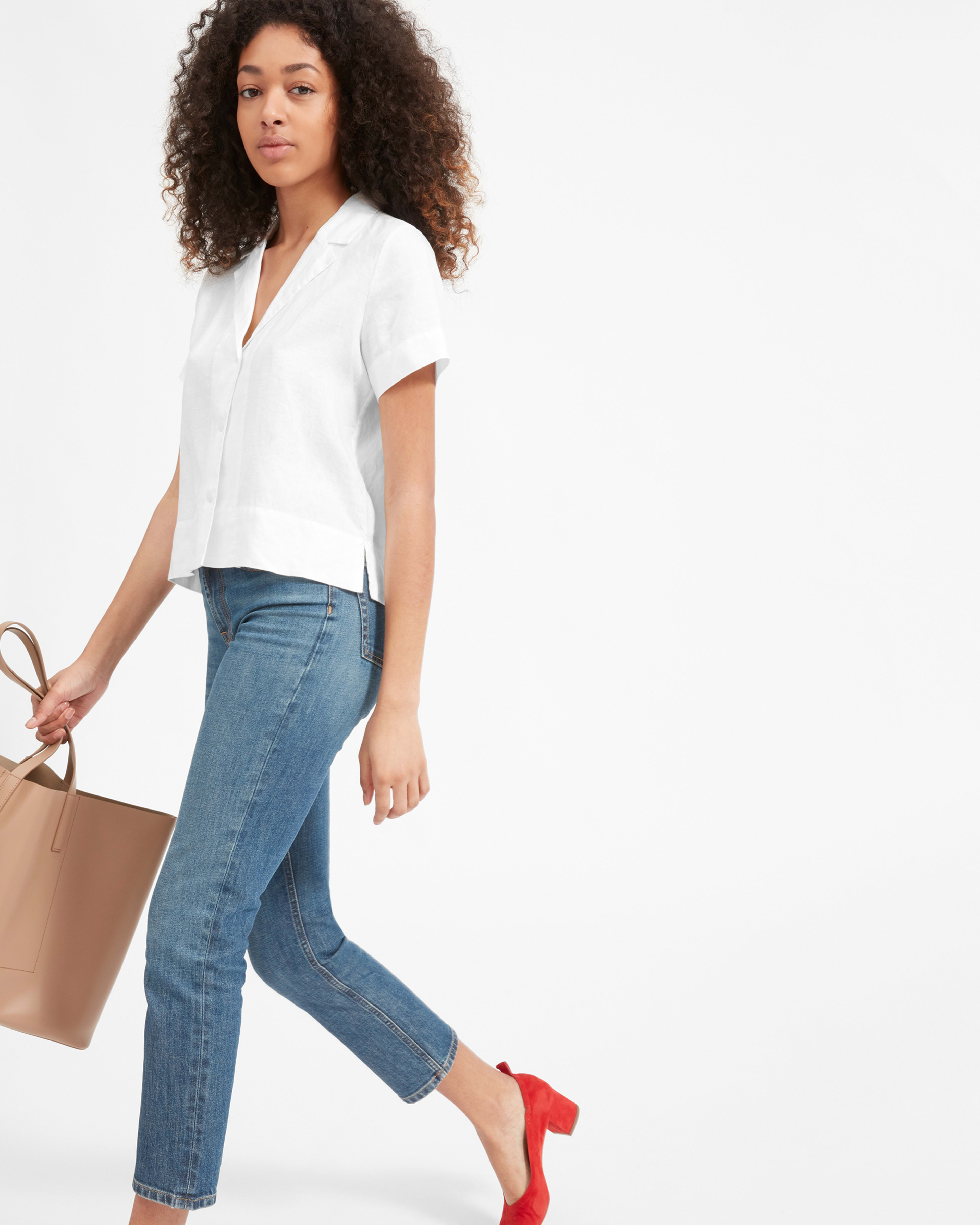 The Linen Short-Sleeve Notch Shirt White – Everlane