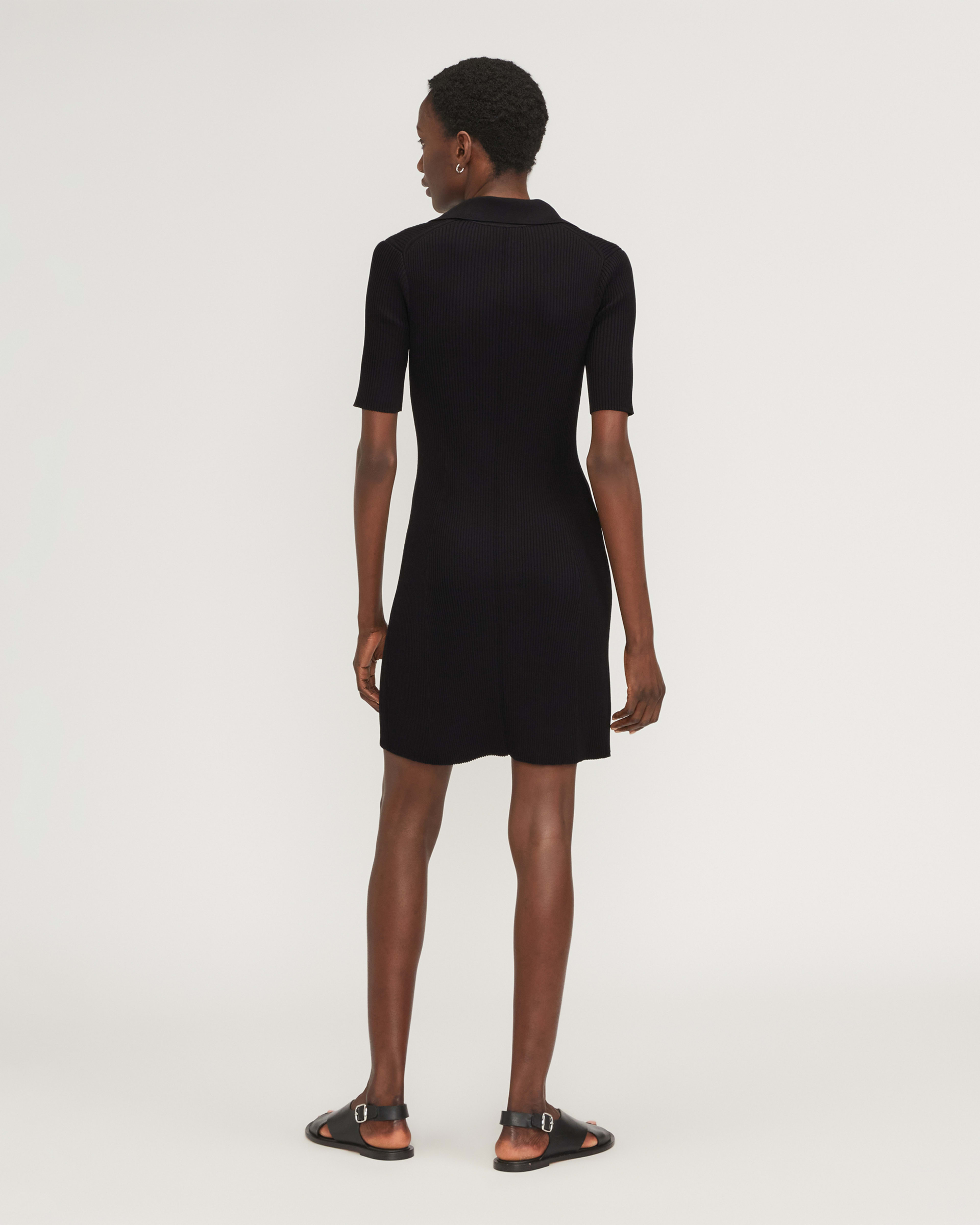 The Ribbed ShortSleeve Polo Dress Black Everlane