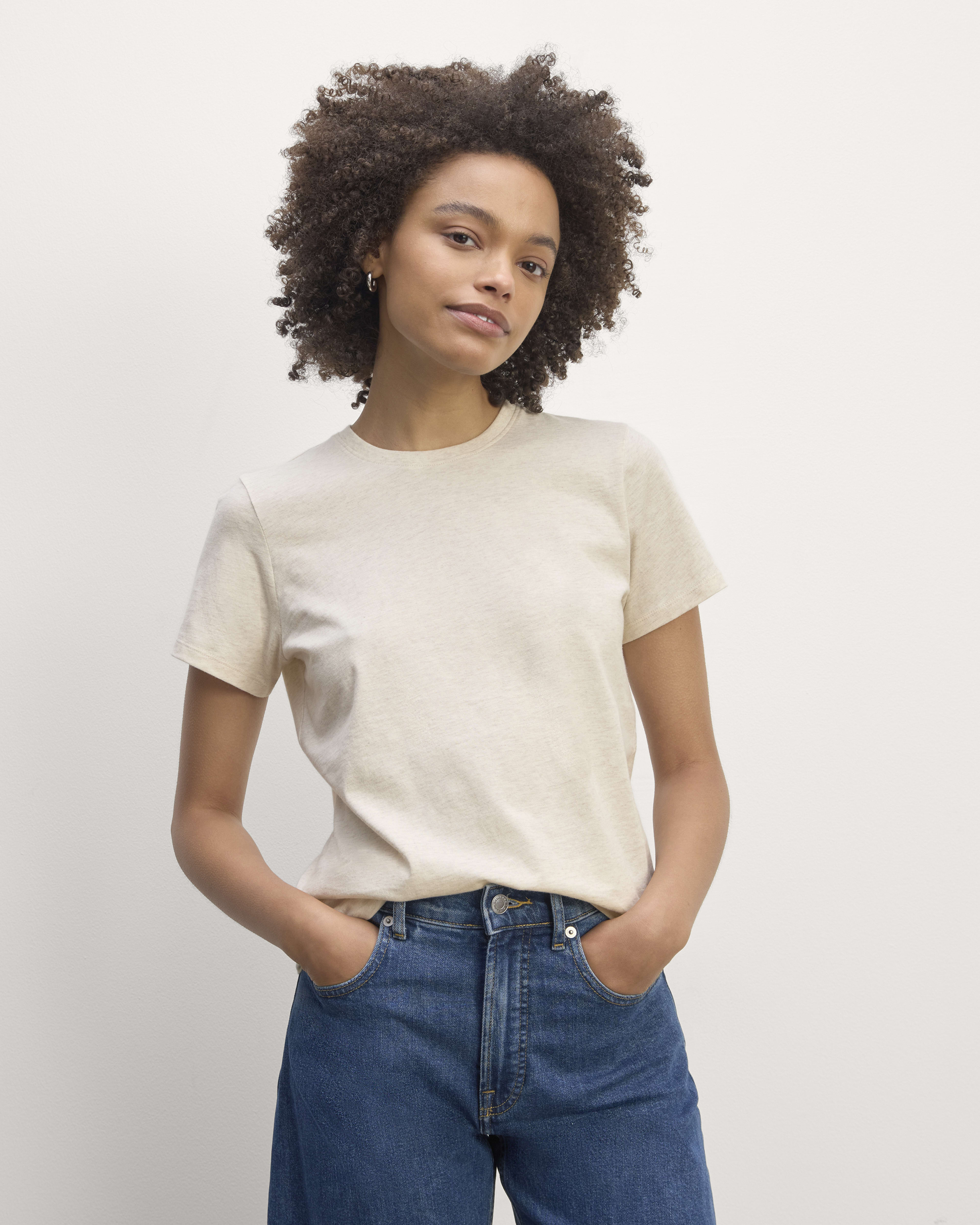 The Luxe Rib Crew Heathered Tan – Everlane