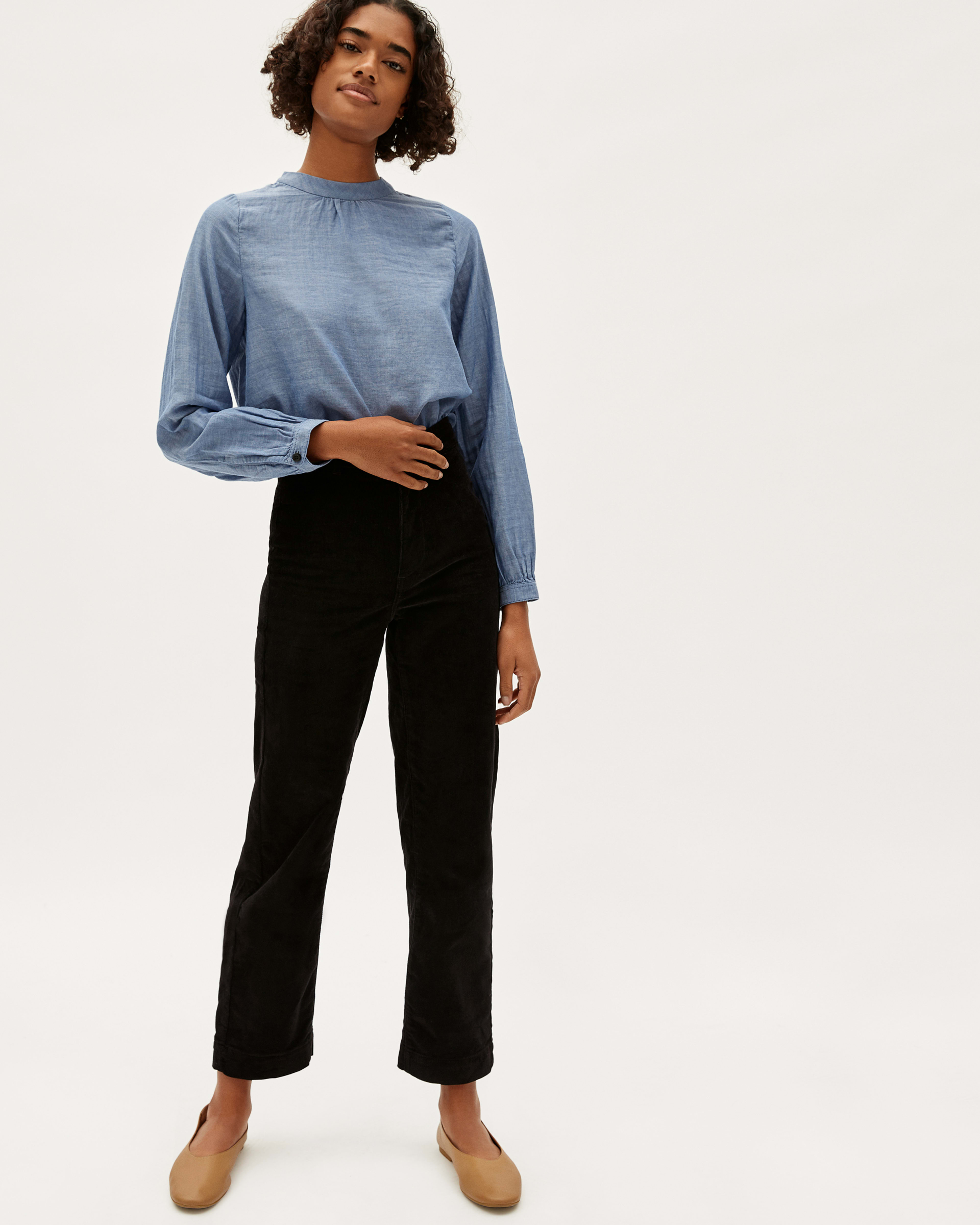 The Double-Gauze Shirred Top Morning Blue – Everlane
