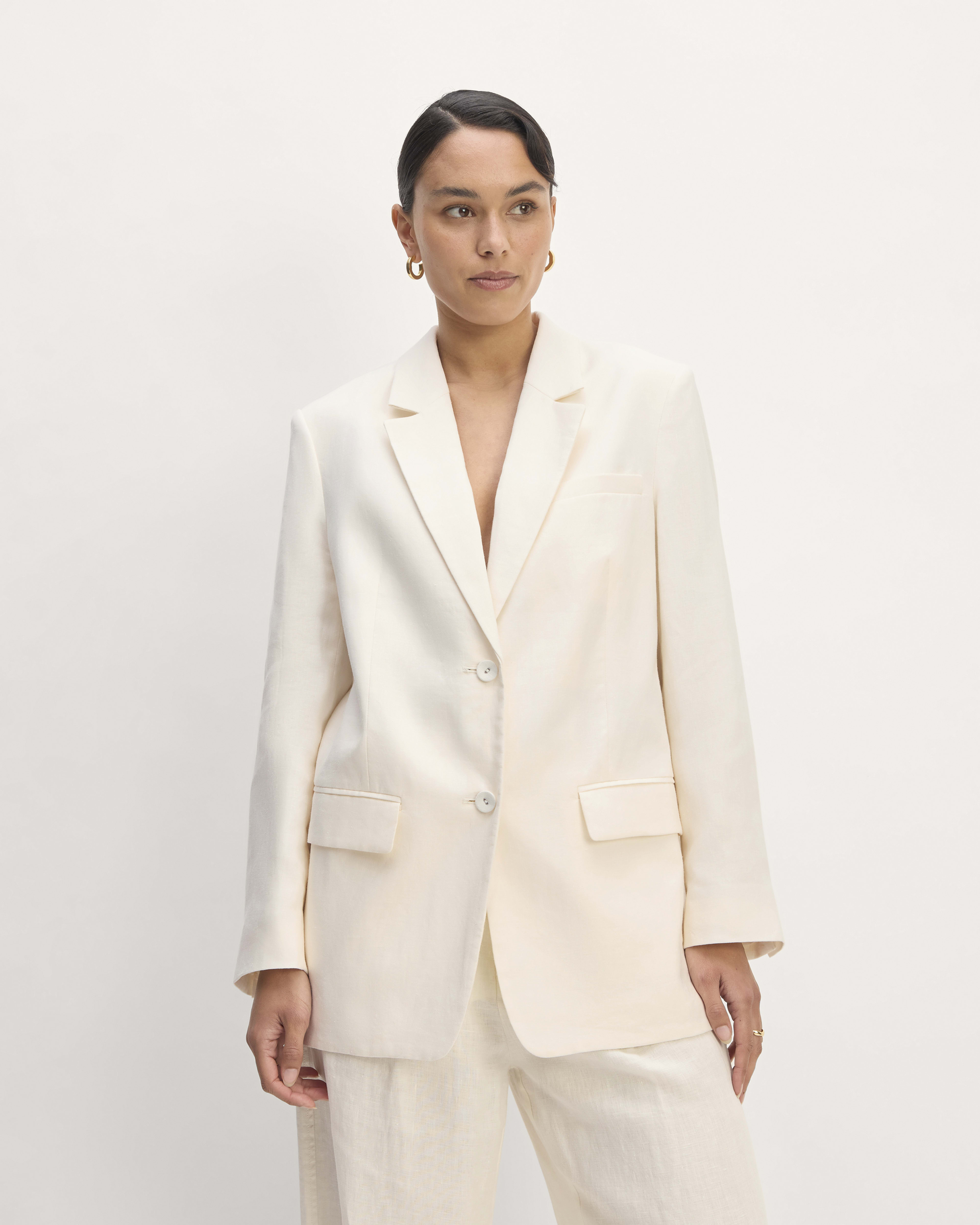 The Oversized Blazer in Linen Bone Everlane